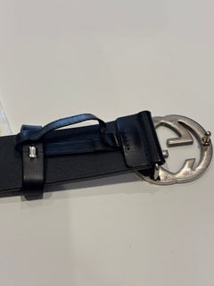 Gucci Black Interlocking G Buckle Leather Belt - 34" 85cm Style Code 546389