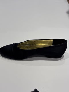Chanel Late 90s early 2000s Black Satin Ballerina Flats 38.5 Dust Bags and Box