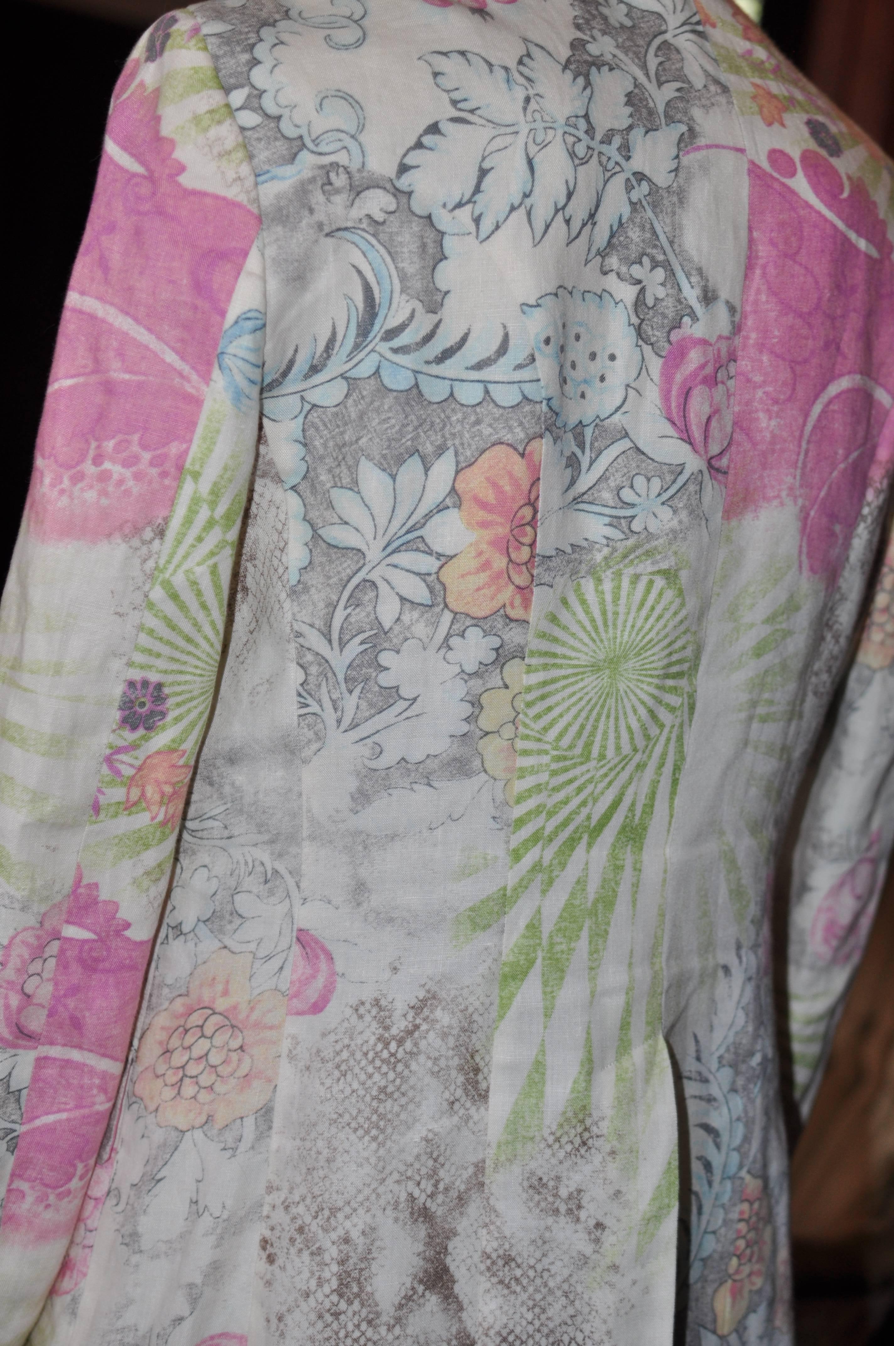 Etro Linen Paisley Floral Snakeskin Print Jacket 48 (Itl) 3