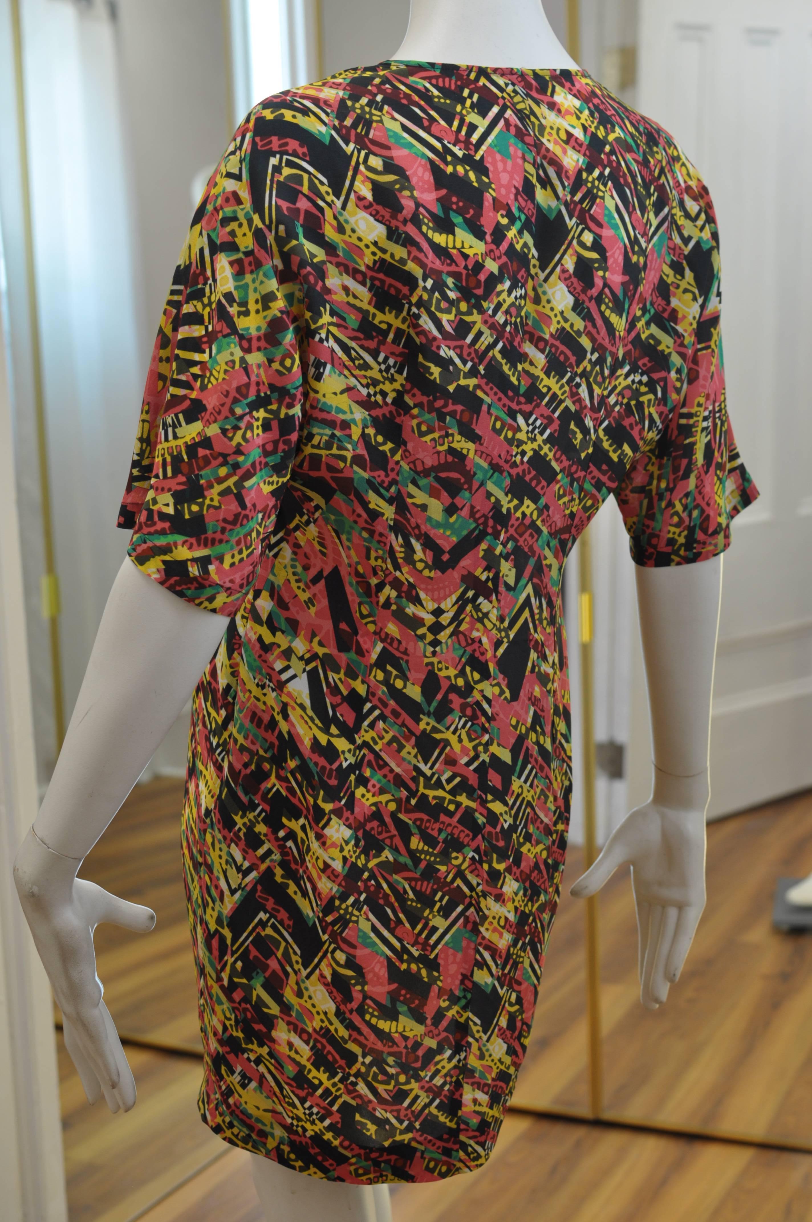 Brown M. Missoni Abstract Print Silk Dress (40 ITL) NWT  For Sale