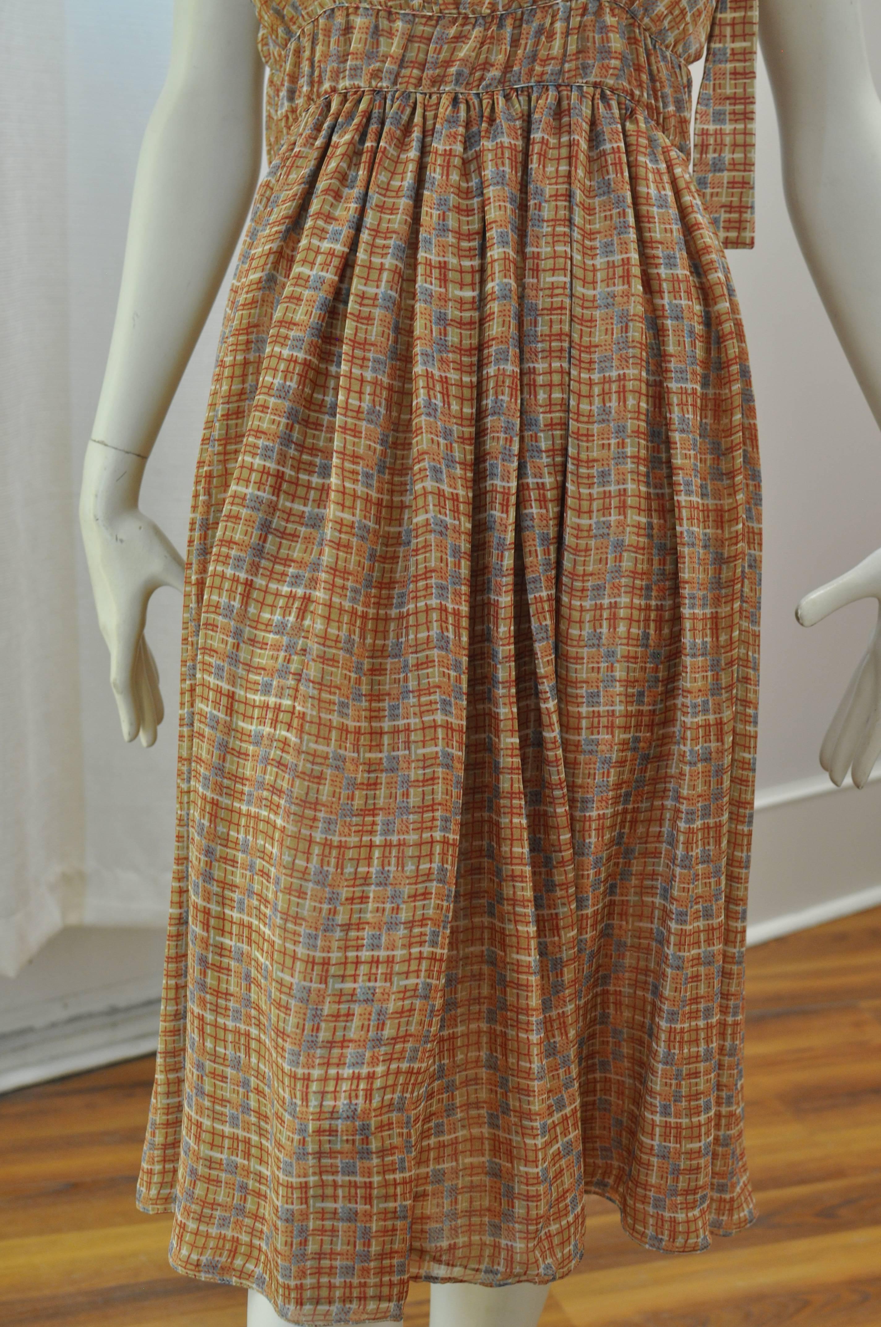 Brown Marni Woven Silk Dress M