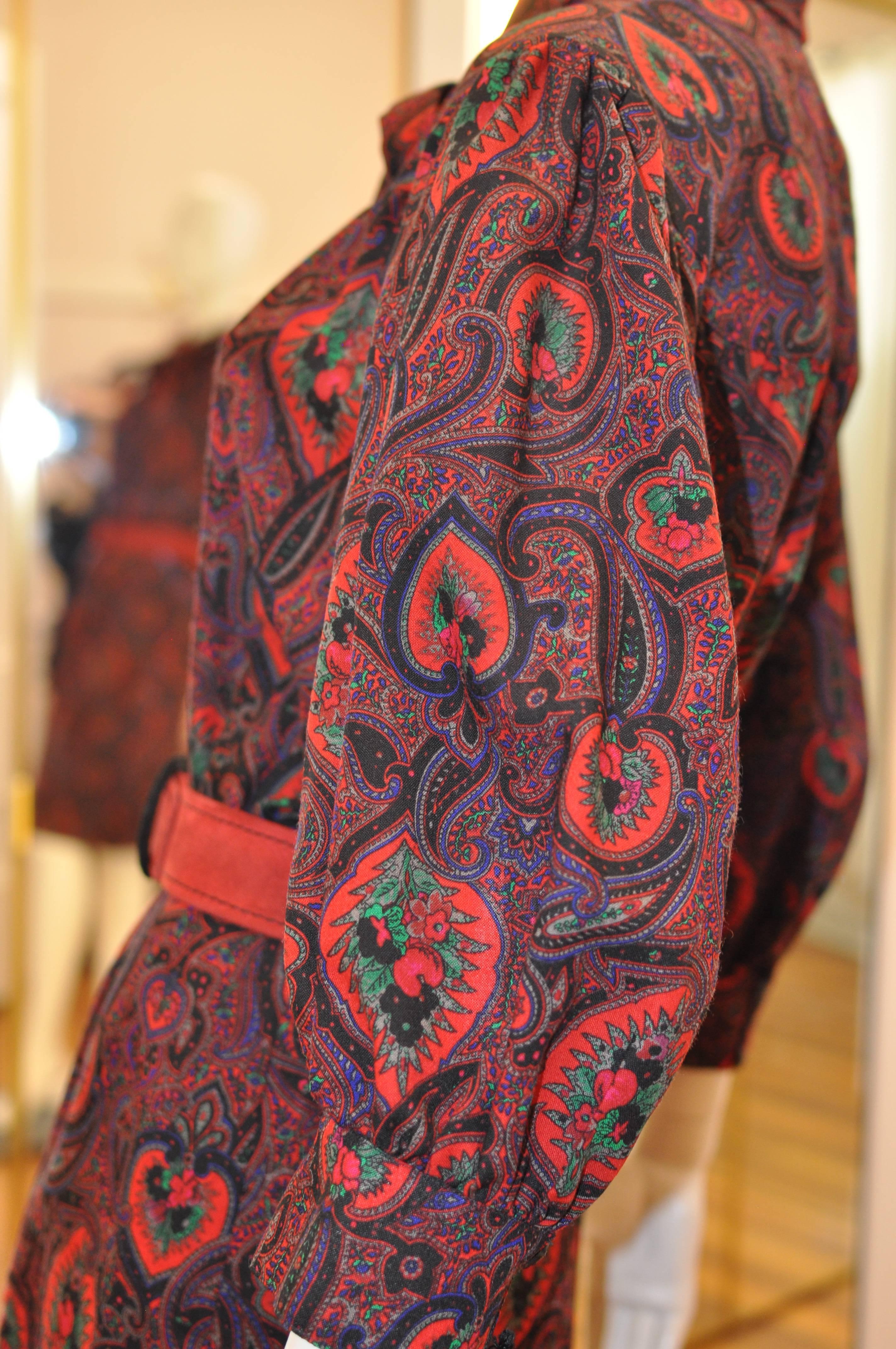 Jean Louis Scherrer Light Wool Paisley Dress #64459, 1990  In Good Condition For Sale In Port Hope, ON