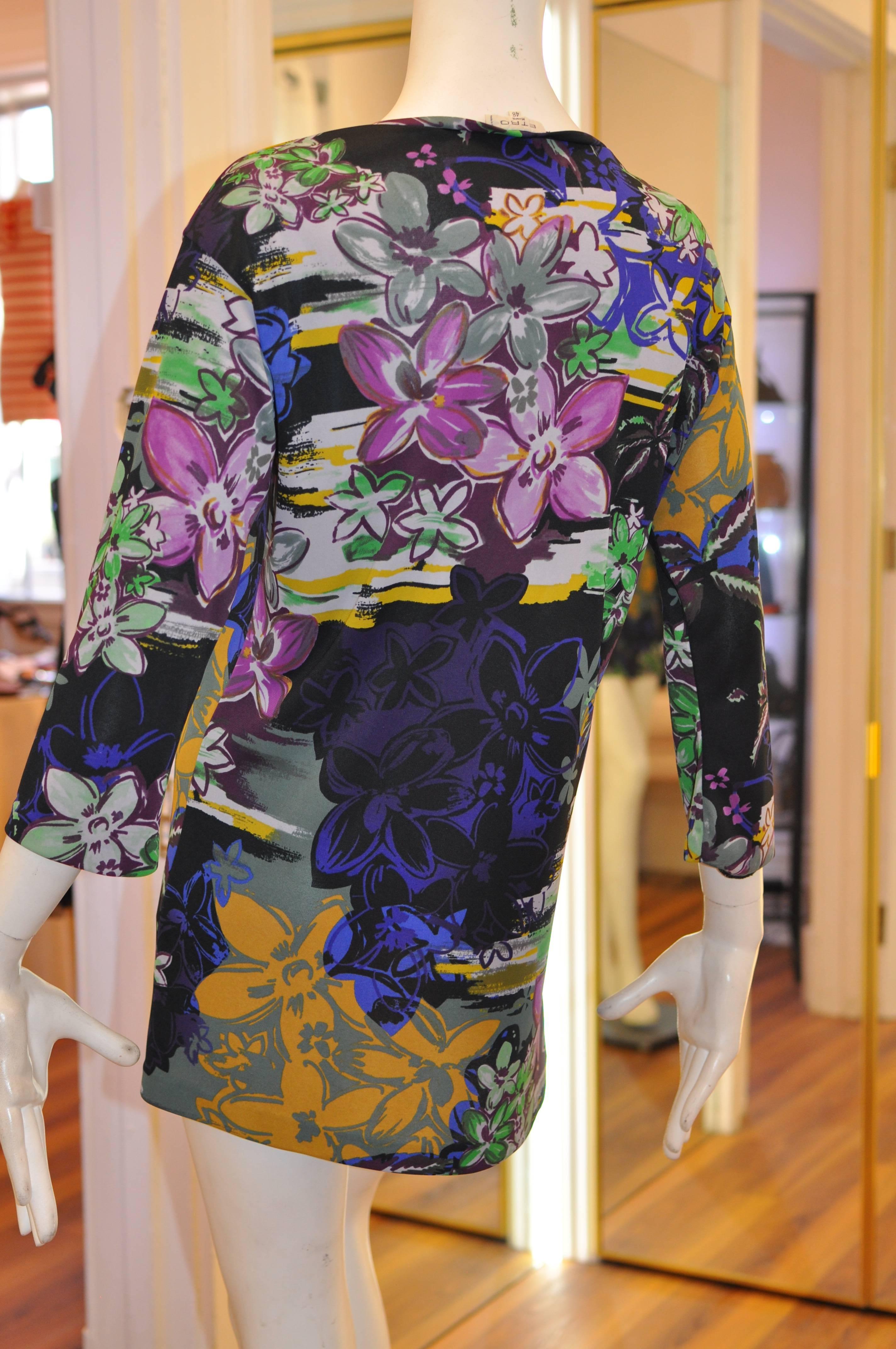 Gray ETRO Milano Floral Tunic 48 (ITL) For Sale