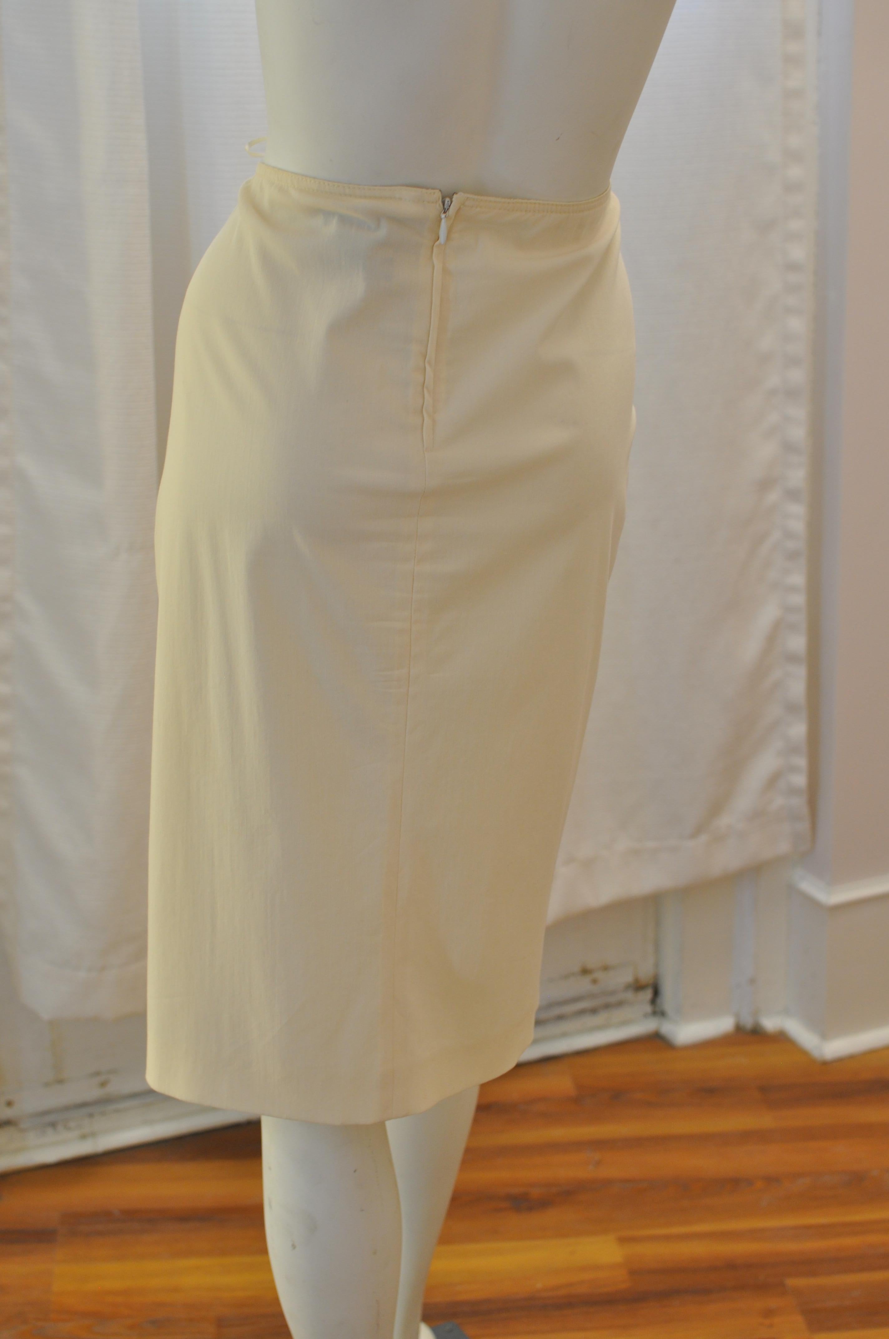 1990s Jean Paul Gaultier Femme Cream Skirt w/Side Frill  In Excellent Condition In Port Hope, ON