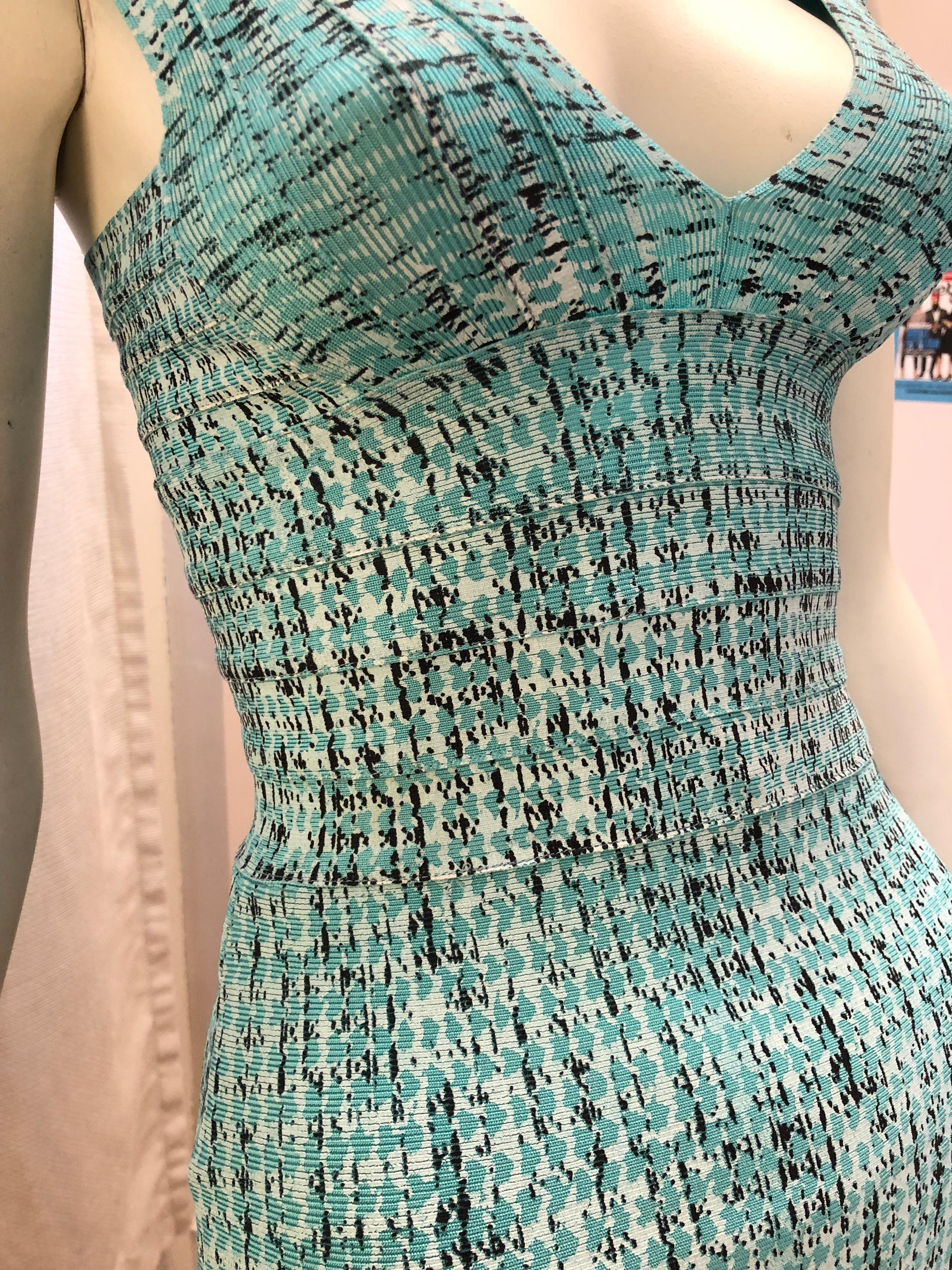 Herve Leger Print Bandeau Dress  In Excellent Condition In Port Hope, ON