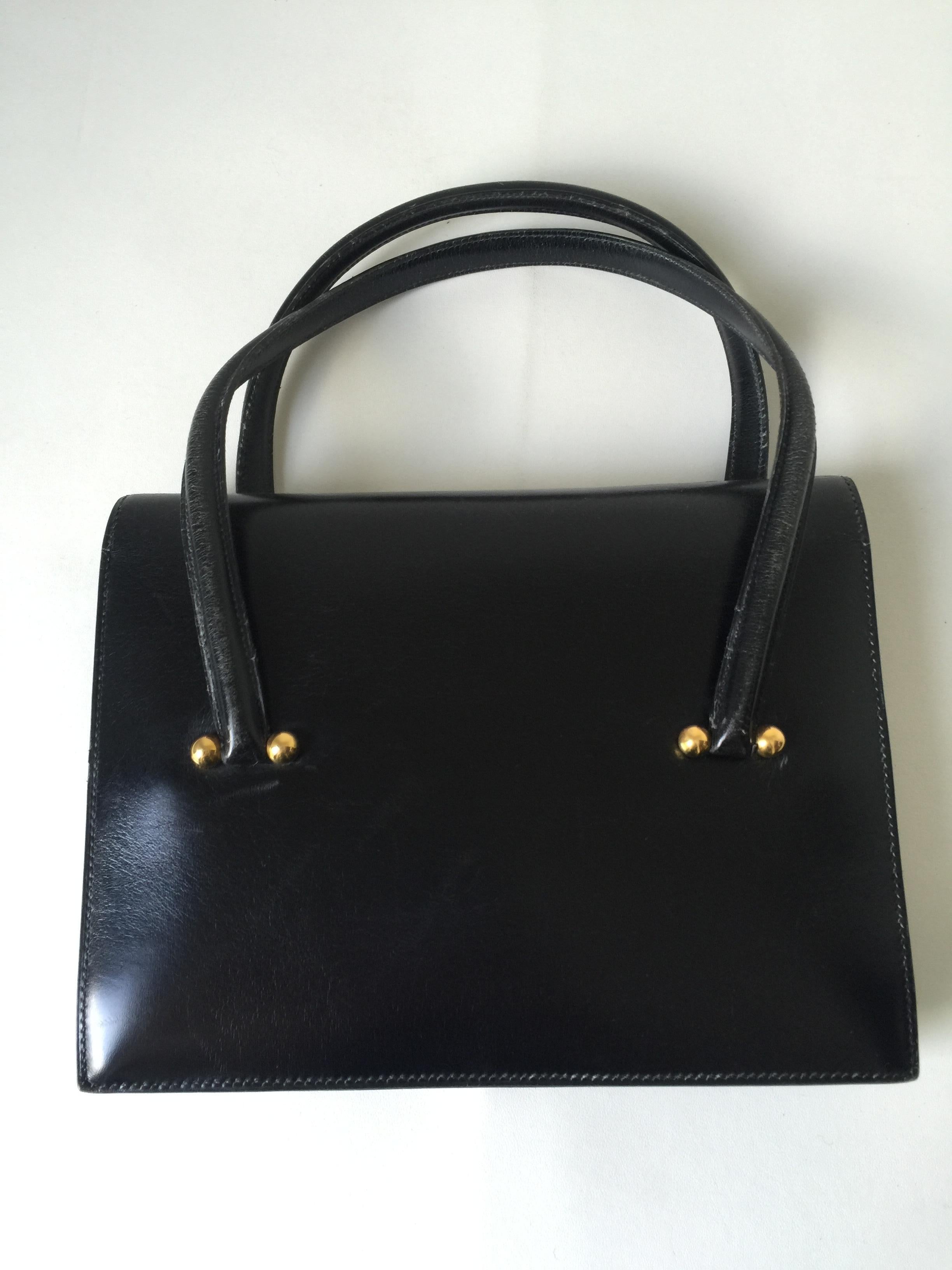 Hermes Vintage Black Box Leather Sac Cordeau Bag at 1stDibs | sac black ...