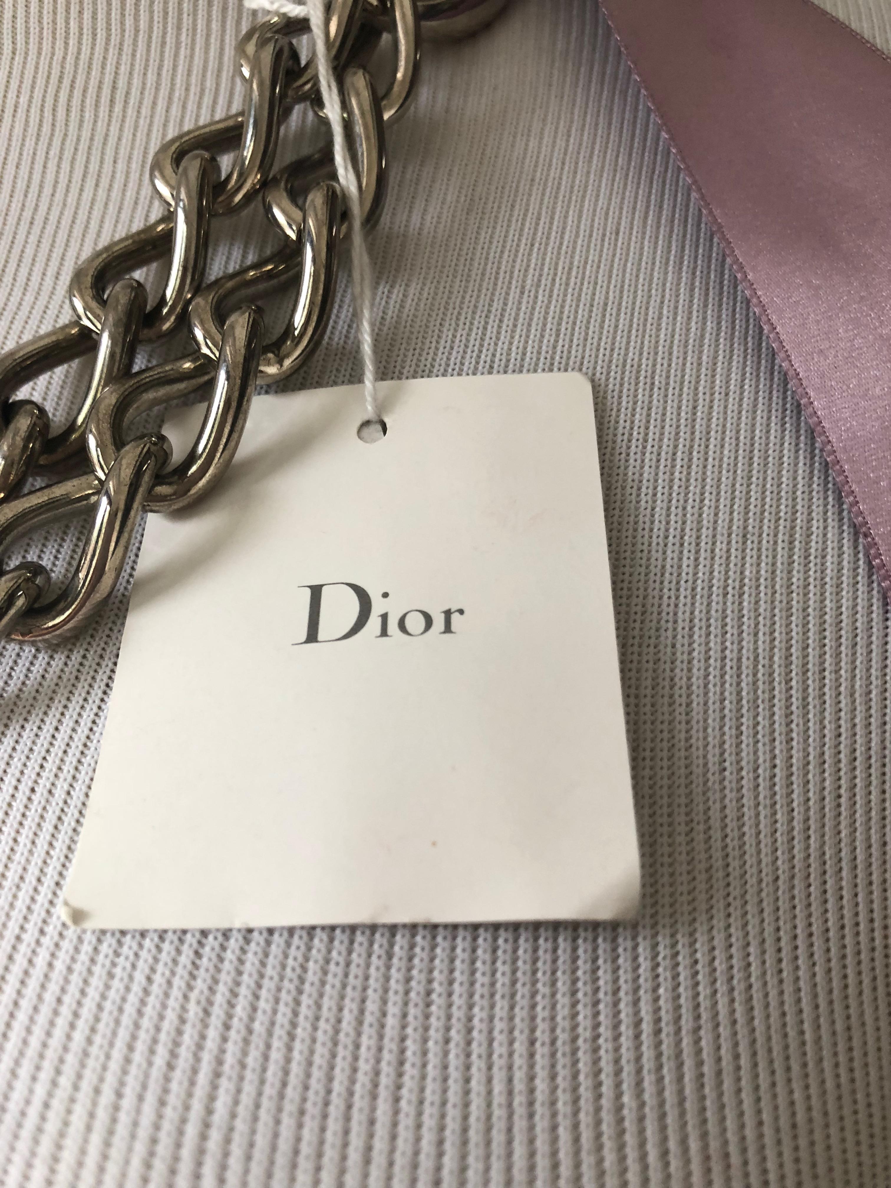 Women's Christian Dior Necklace with silk Ribbon