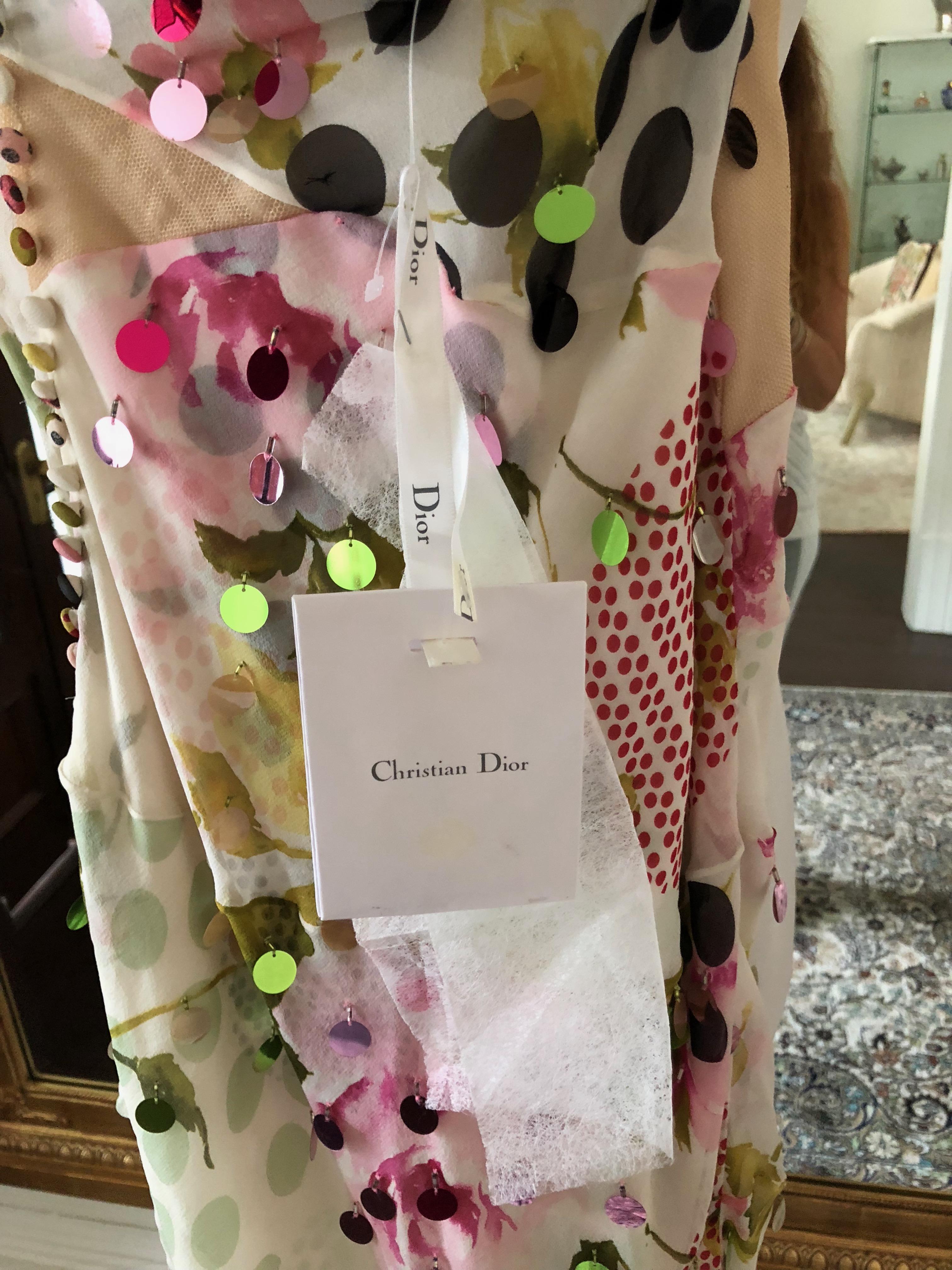 Christian Dior Silk Floral Dress Size 36 2