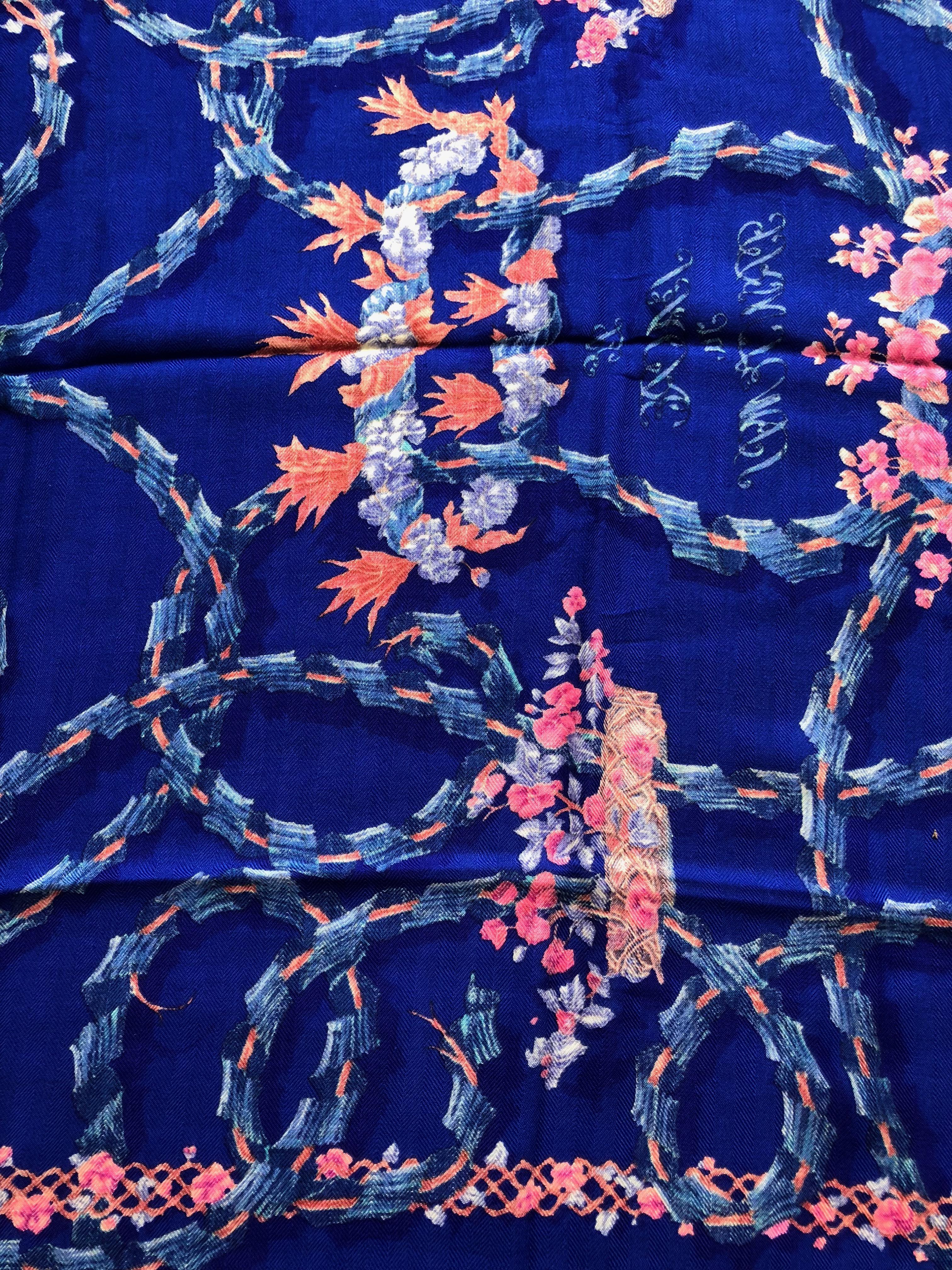 Purple Hermes Vintage Challis Scarf