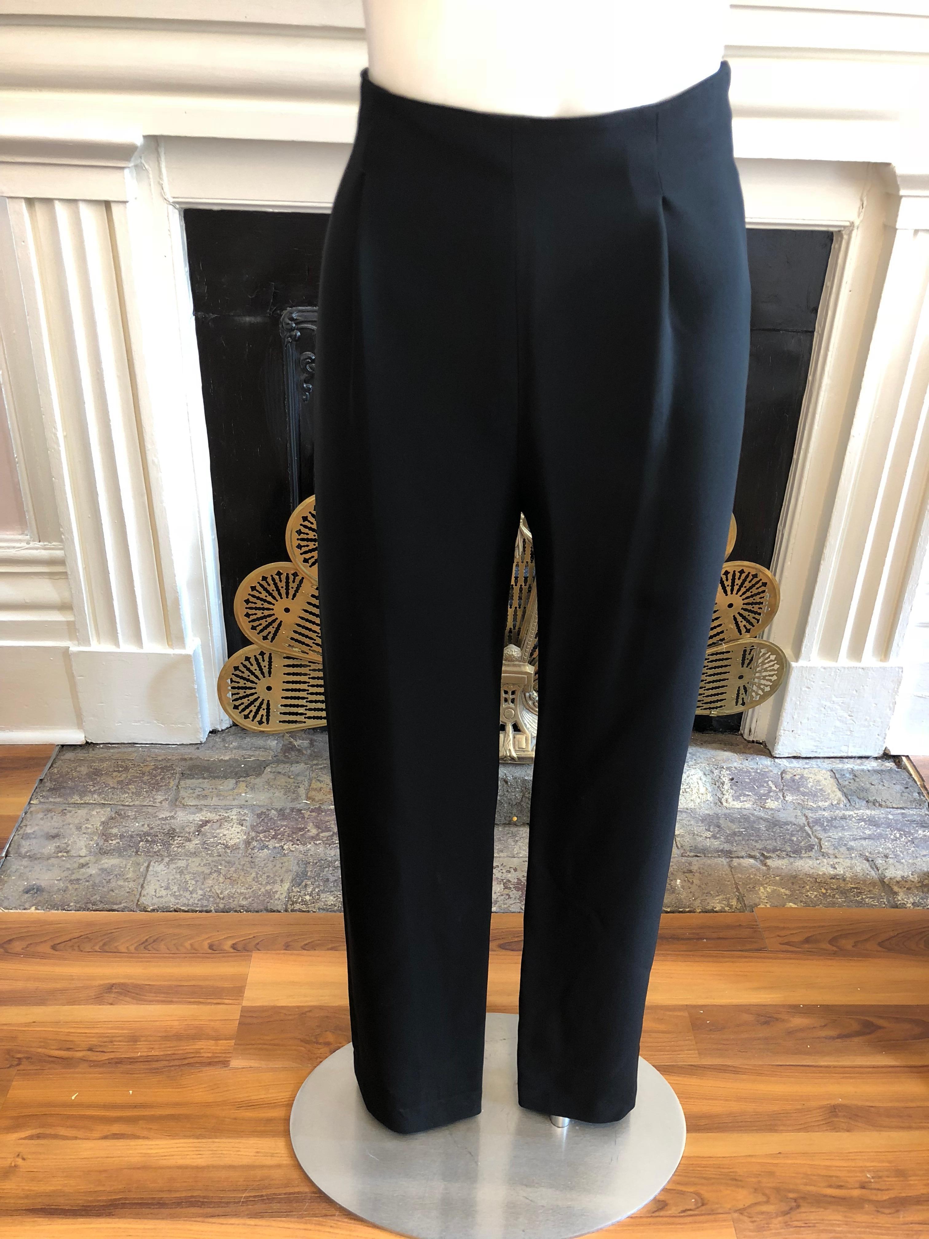 Valentino - Pantalon en laine noire taille haute (S) du début des années 1990 en vente 1