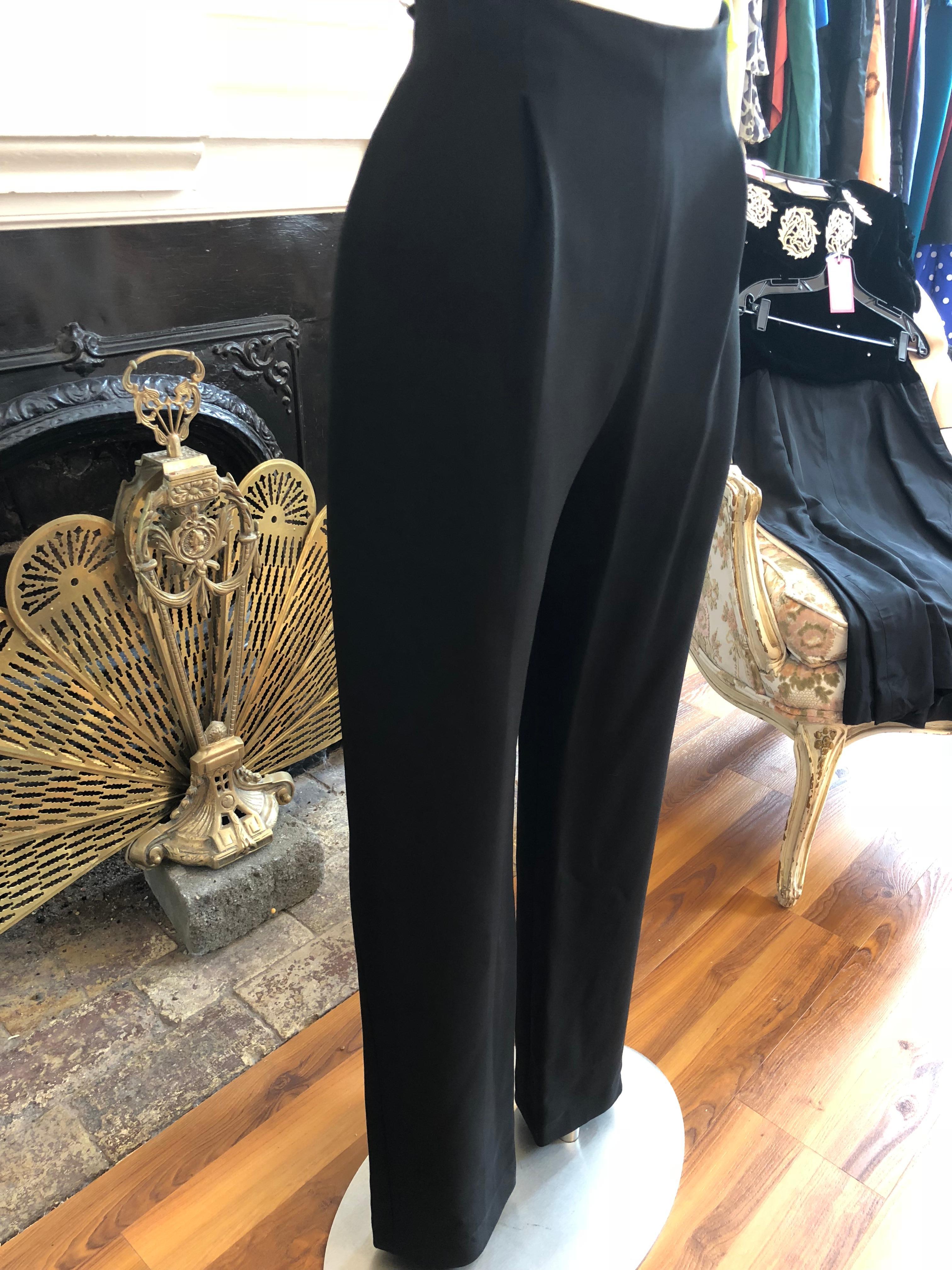 Valentino - Pantalon en laine noire taille haute (S) du début des années 1990 Pour femmes en vente