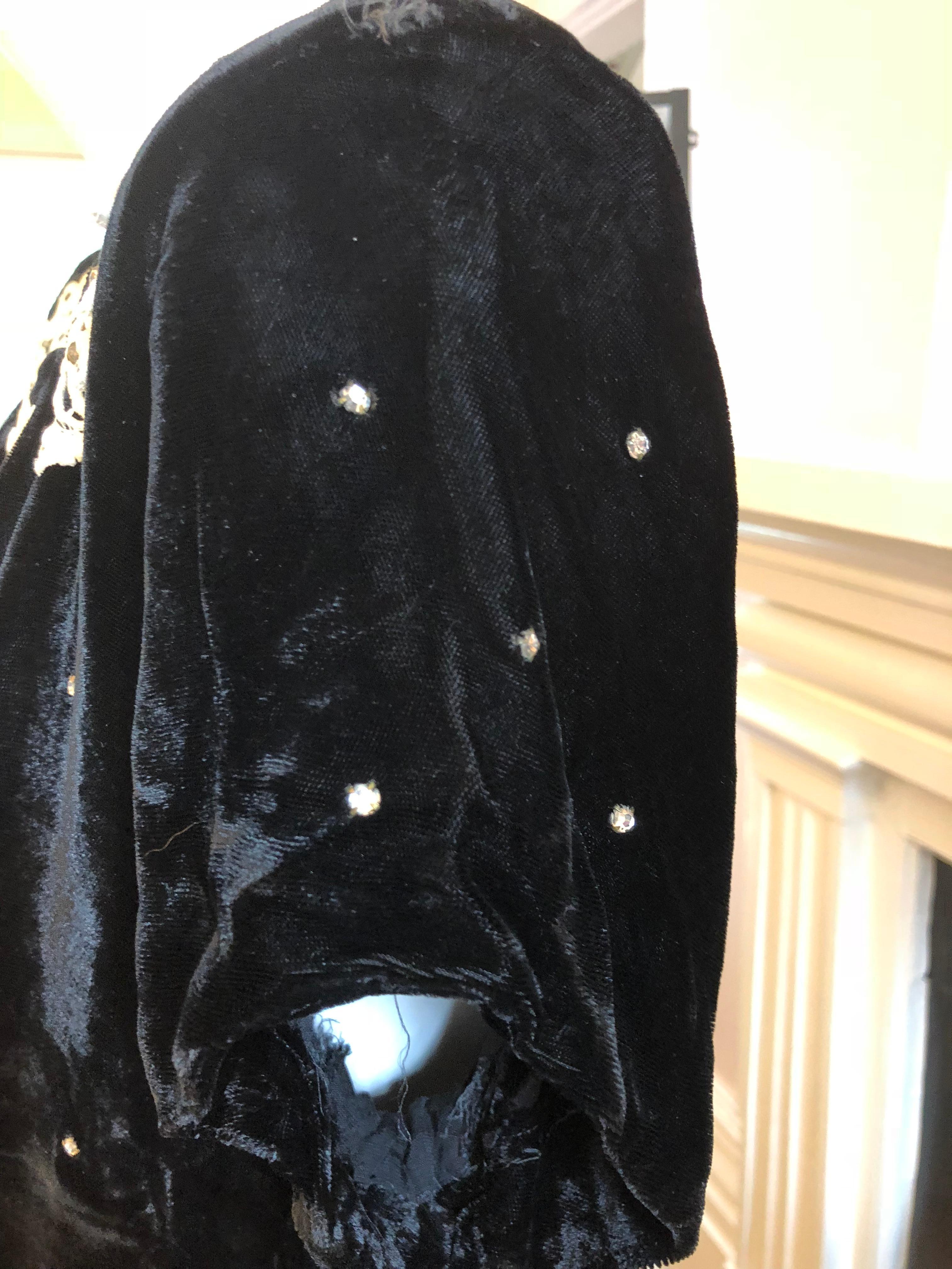 Velvet / Rayon Black Embellished Dress 1940s  1