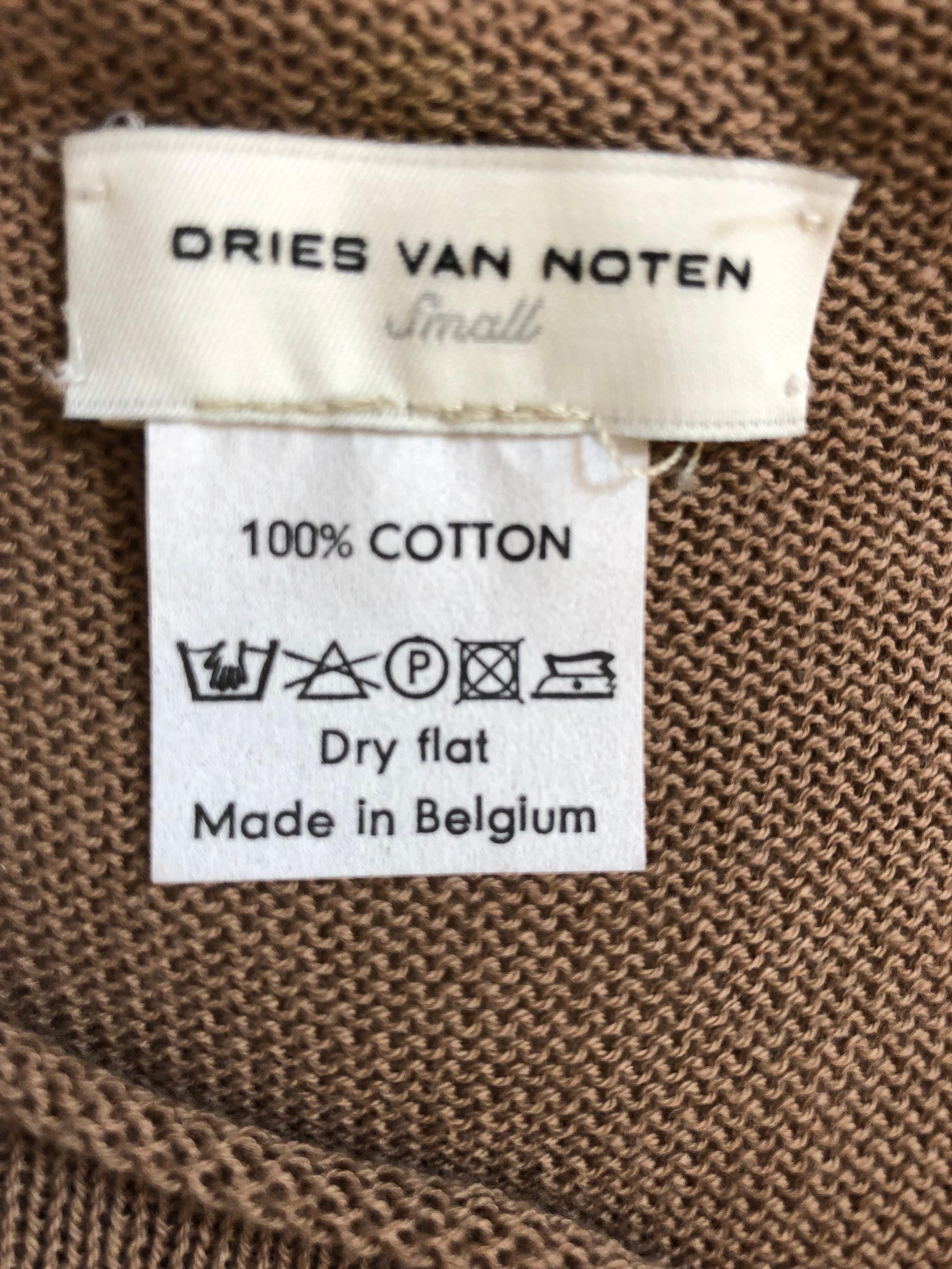 Dries Van Noten Long Light Brown Cotton Top (S) For Sale 1