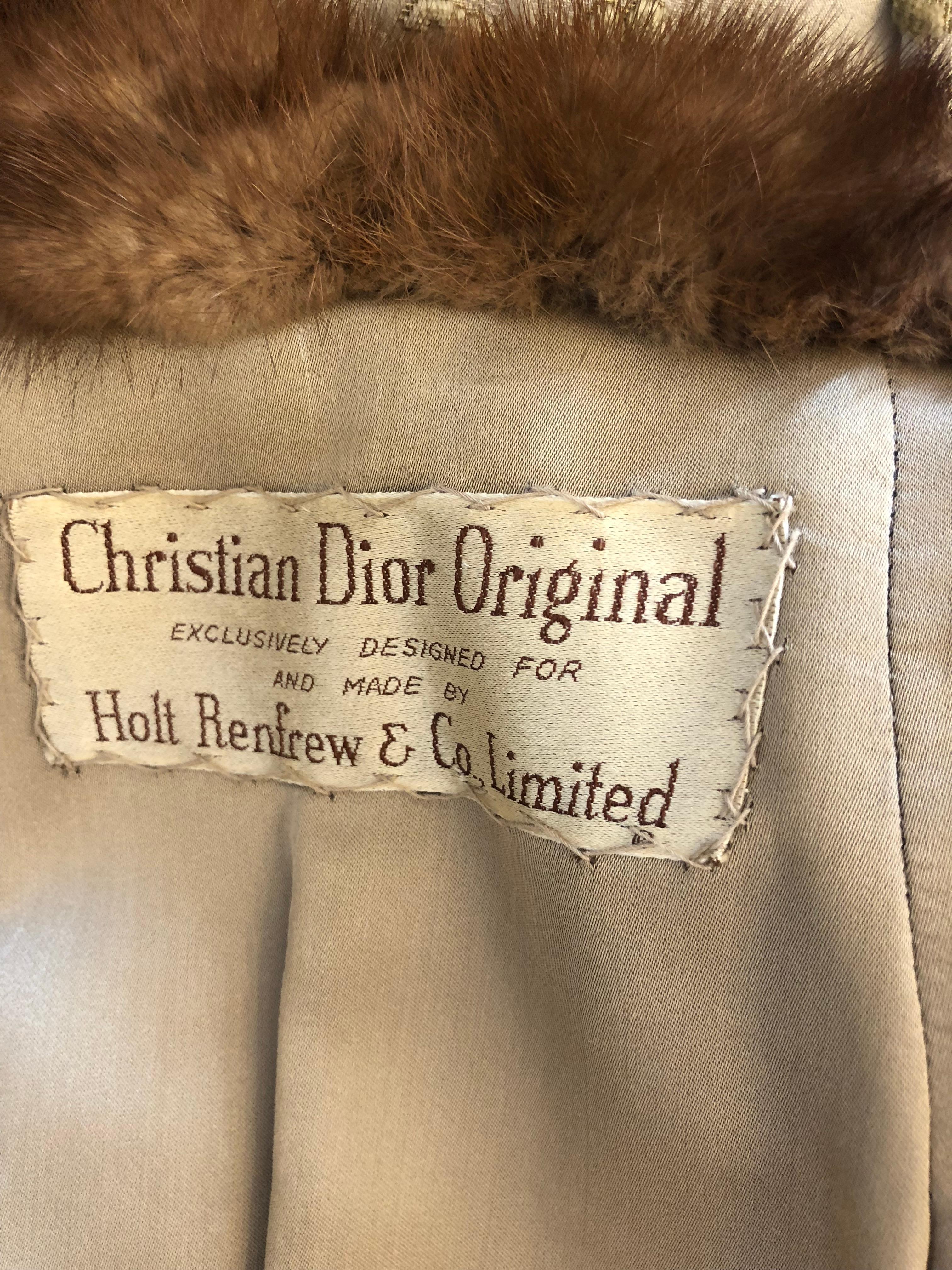 Brown Early 50s Rare Christian Dior for Holt Renfrew Mink Coat