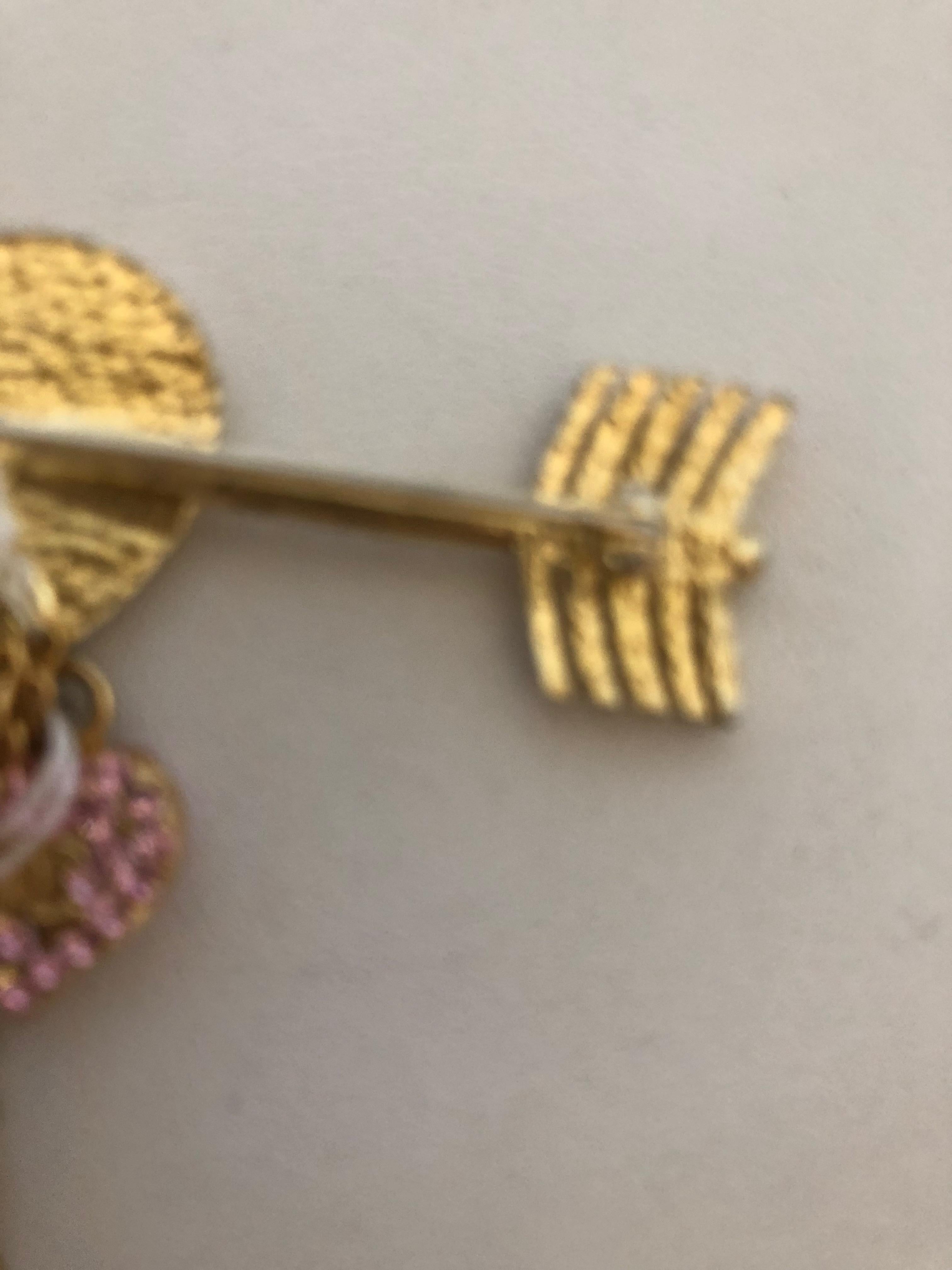 Chanel Rose Gold Tone Cupid Arrow Pin with Hearts 1