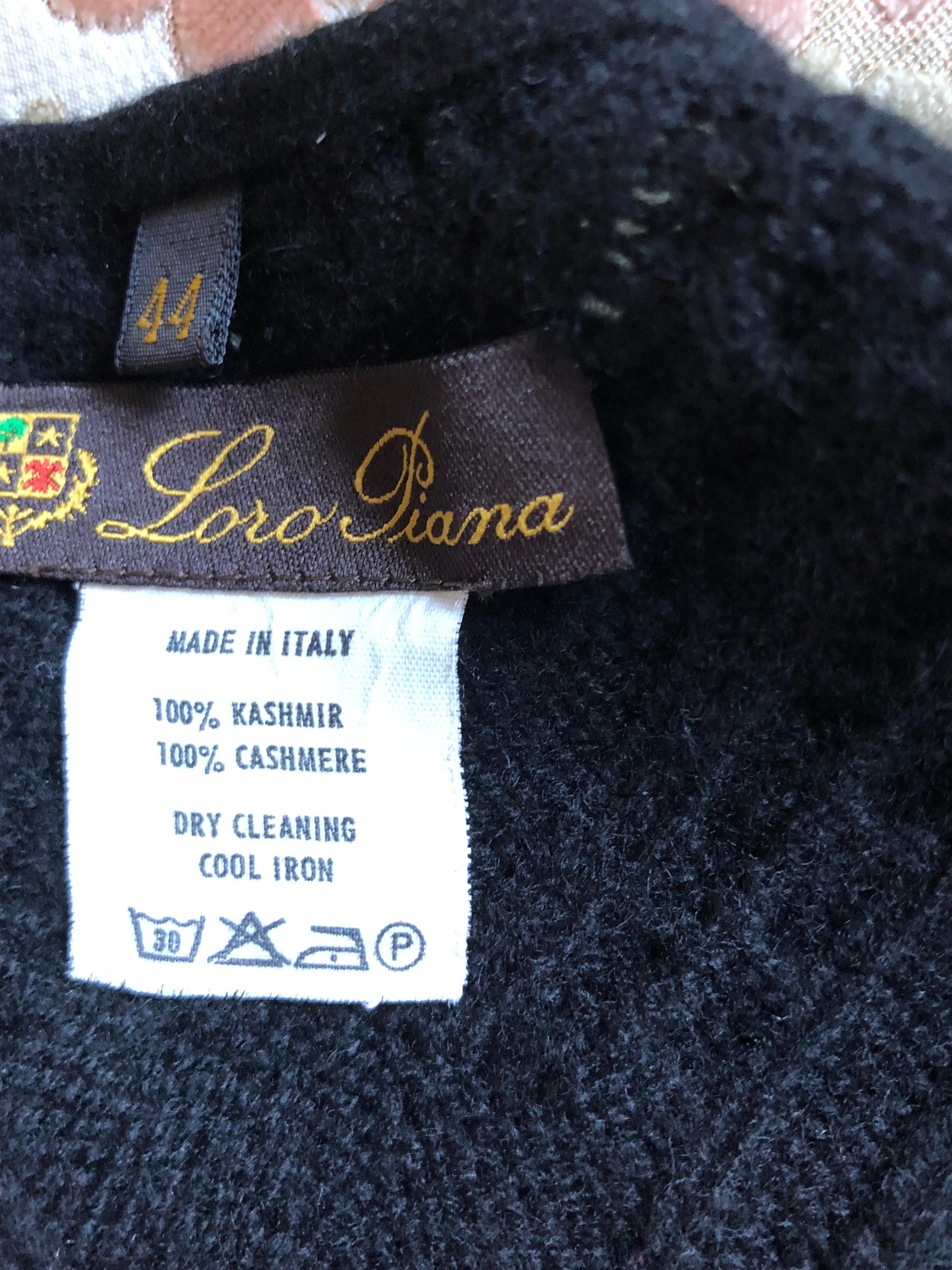 Loro Piana Black Ribbed Cashmere Sweater  2