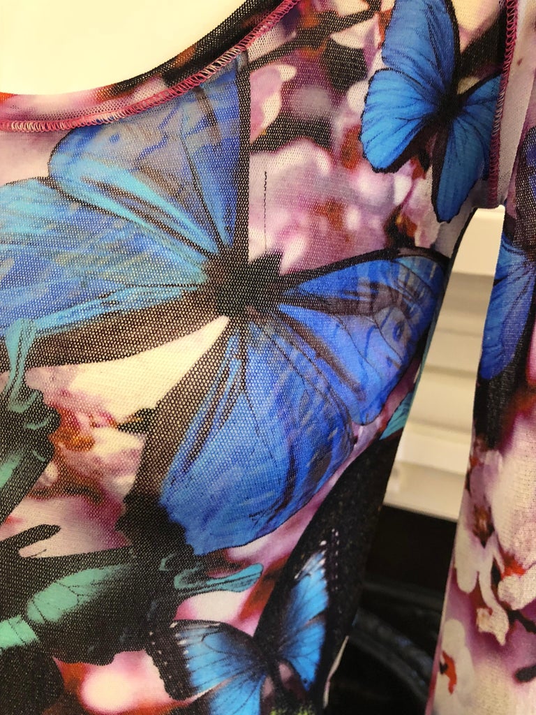 Jean Paul Gaultier Soleil Butterfly Print Sheer Top (S) at 1stDibs ...