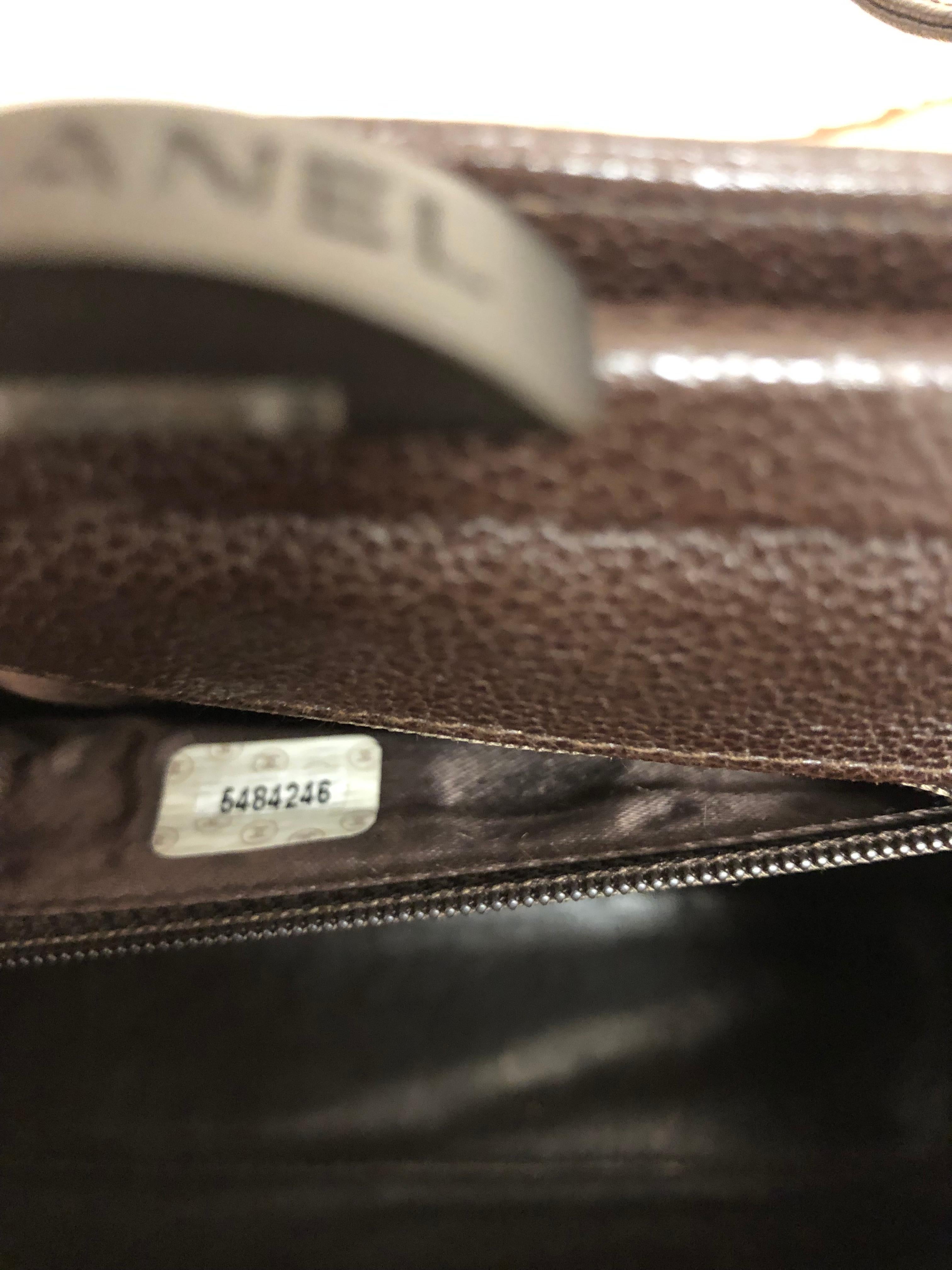 Chanel 1997-99 Deep Brown Caviar Leather Structured Handbag w/Dustbag 5484246 1