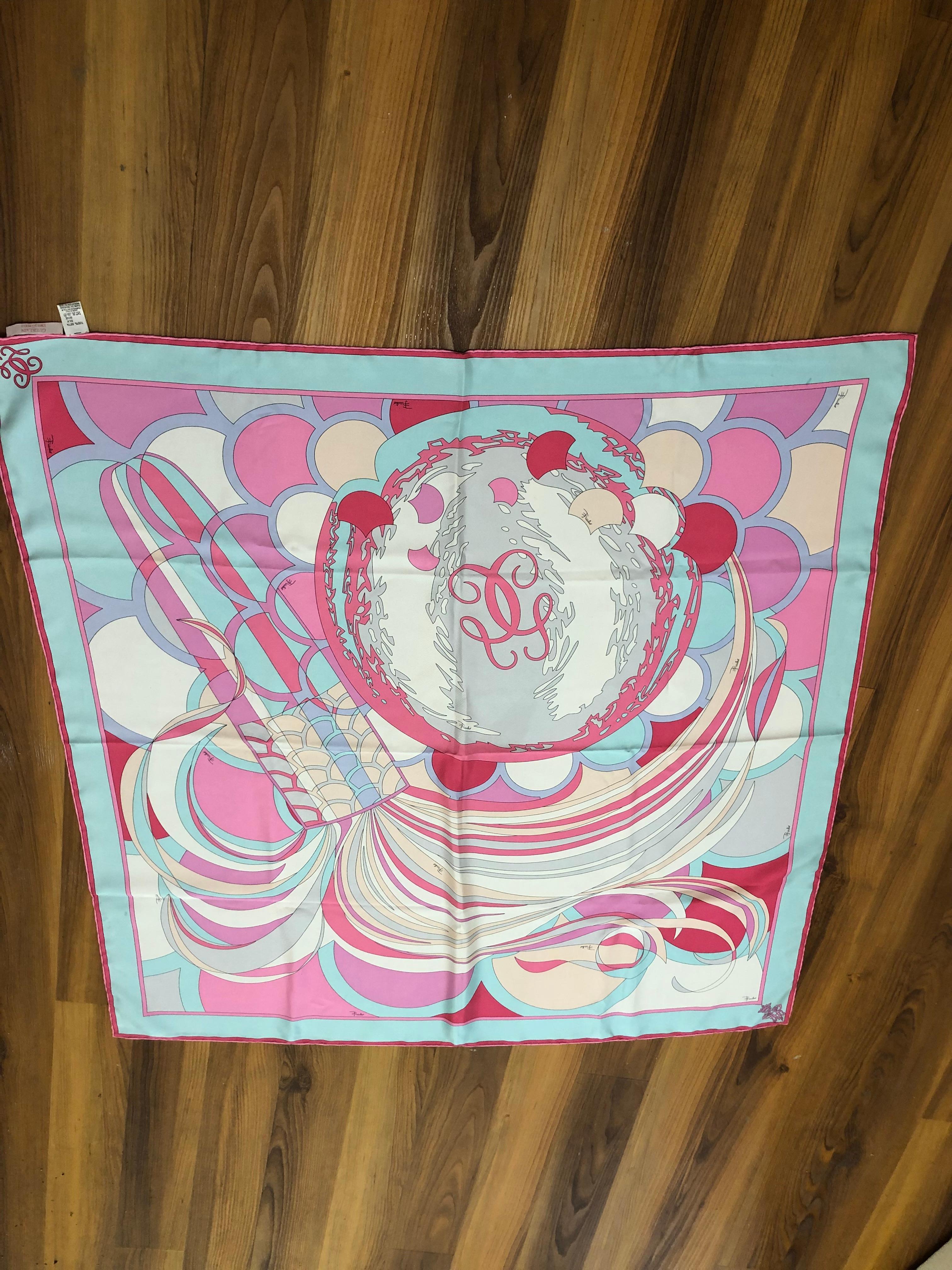 Gray 2007 Emilio Pucci for Guerlain Silk Scarf Limited Edition 34