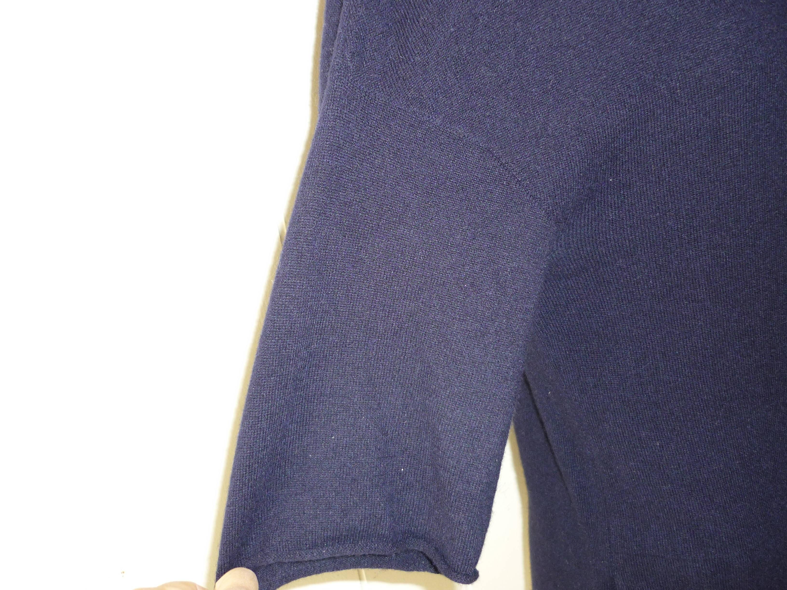 Women's Brunello Cucinelli Dark Blue Cashmere Sweater with Bow  M+