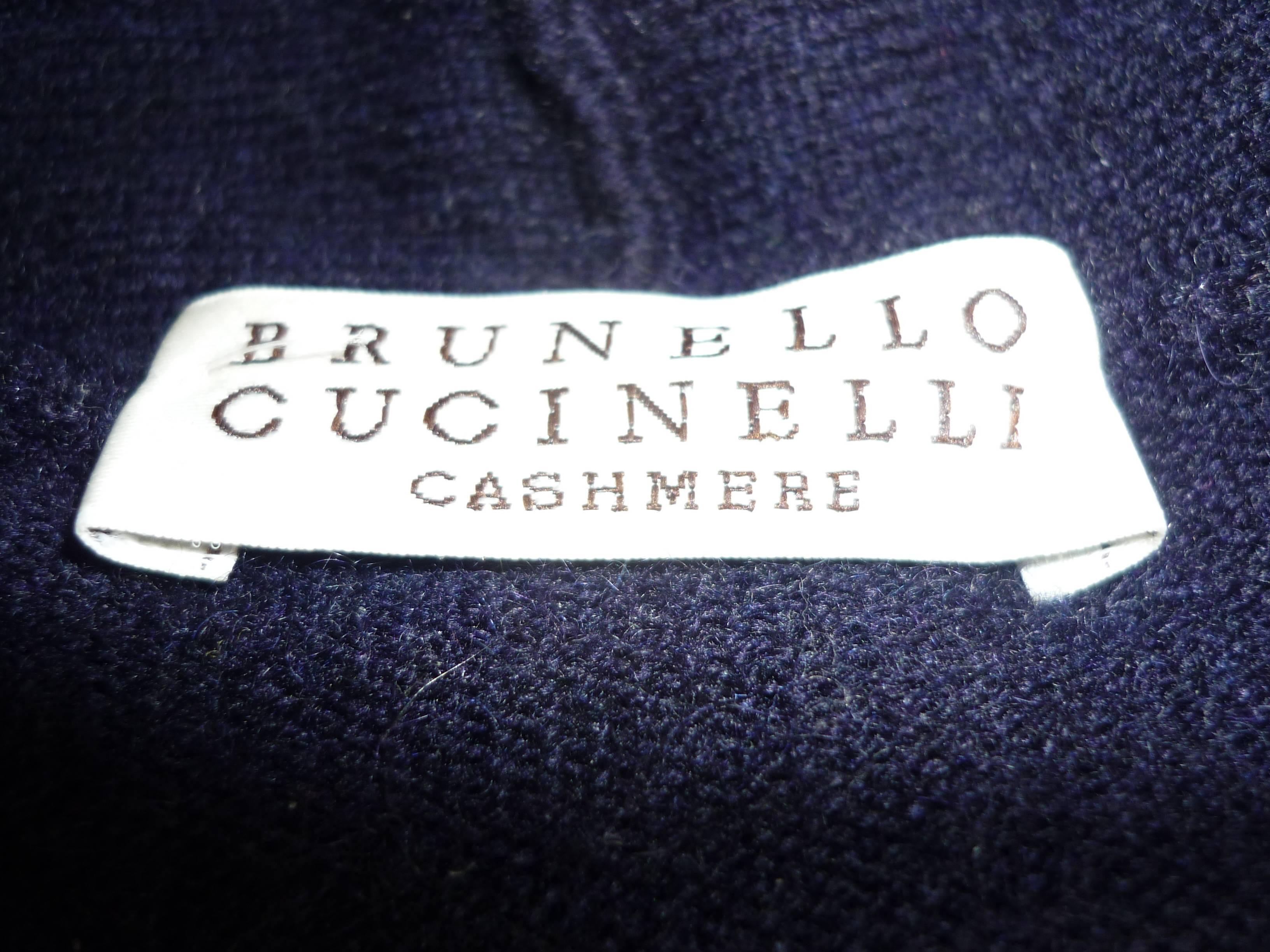 Brunello Cucinelli Dark Blue Cashmere Sweater with Bow  M+ 2