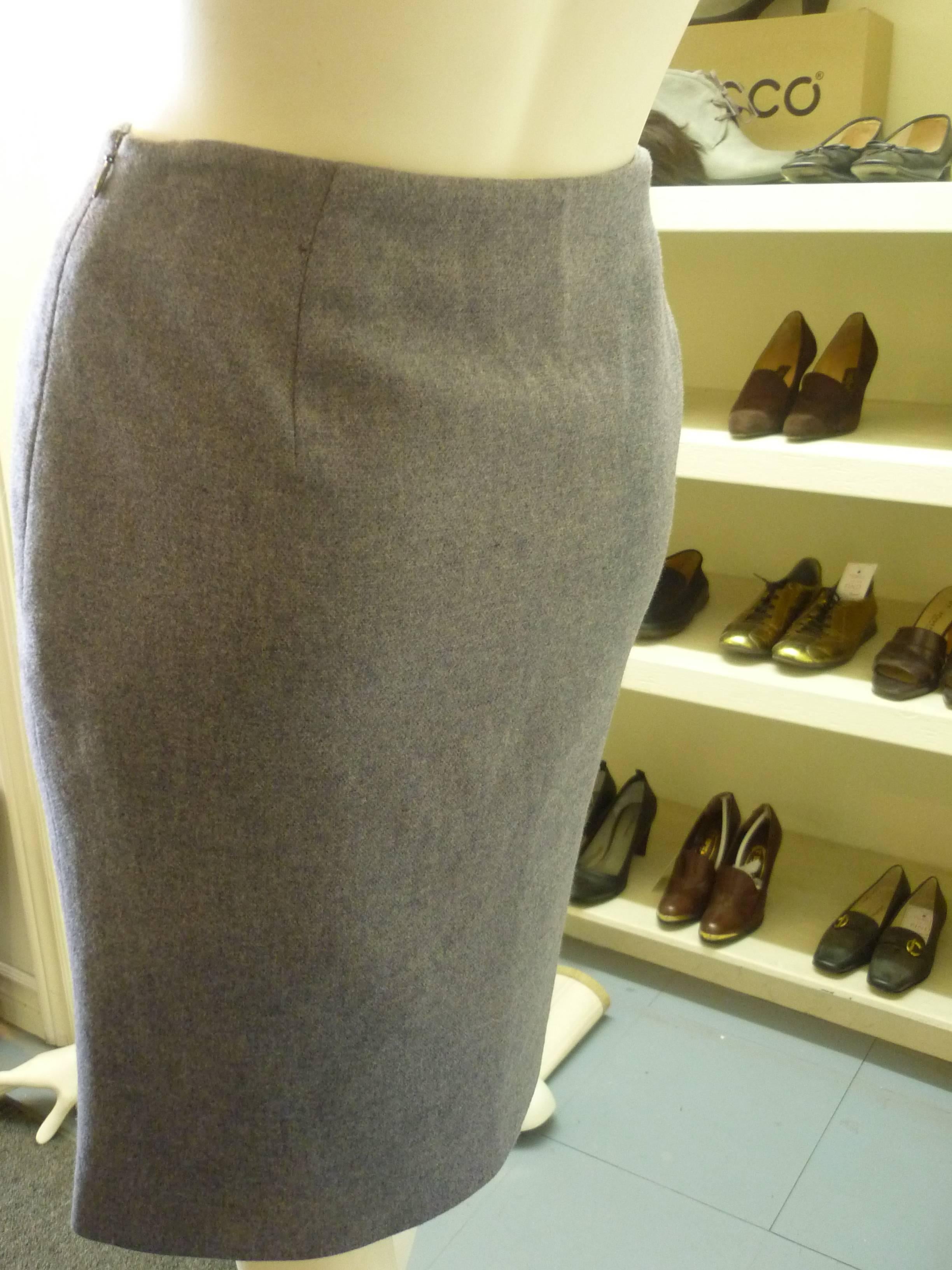 Bella Freud Blue / Grey Wool Skirt   In Excellent Condition In Port Hope, ON