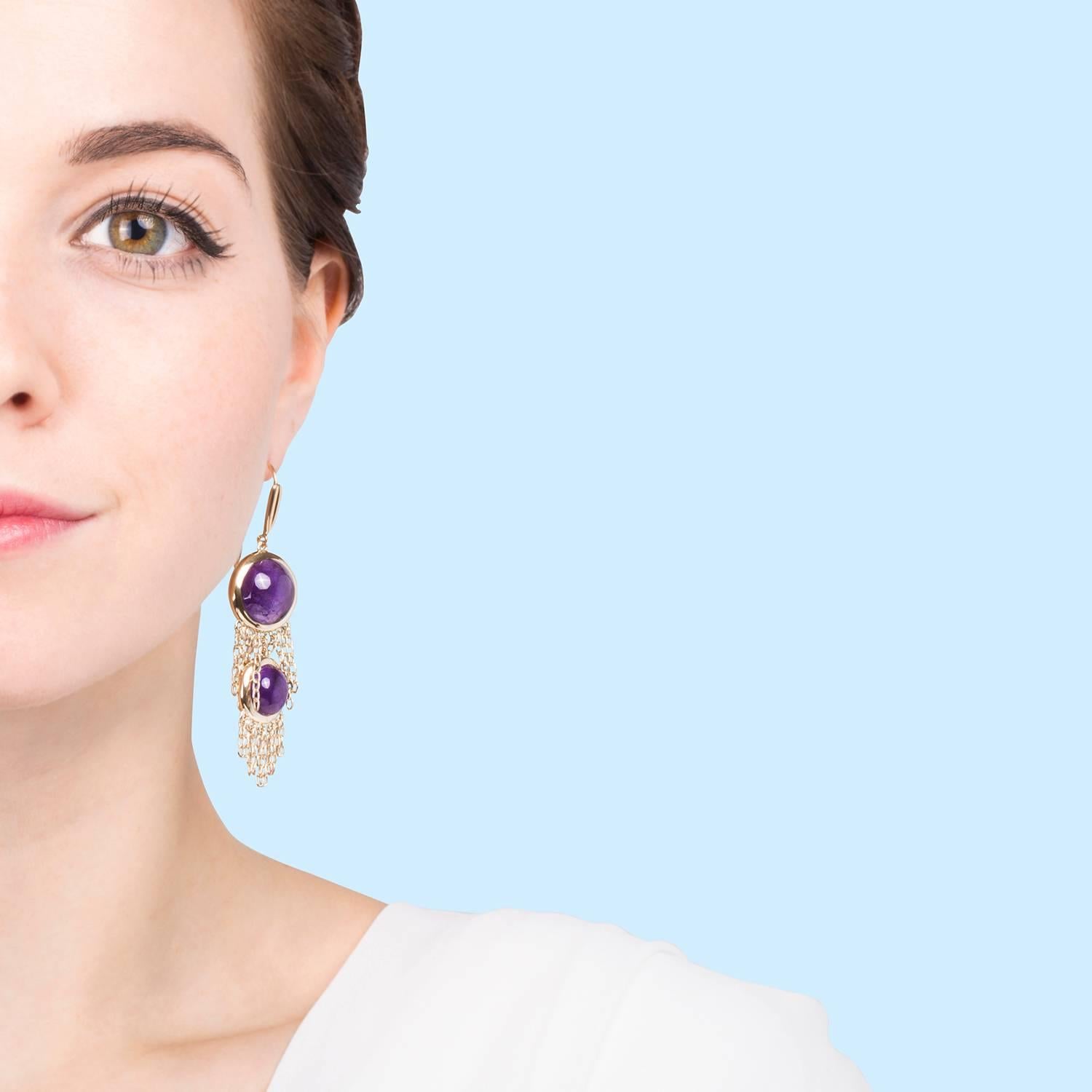 Mateo/Brown new limited edition collection Amethyst Double Muna Earrings  In New Condition For Sale In London, London