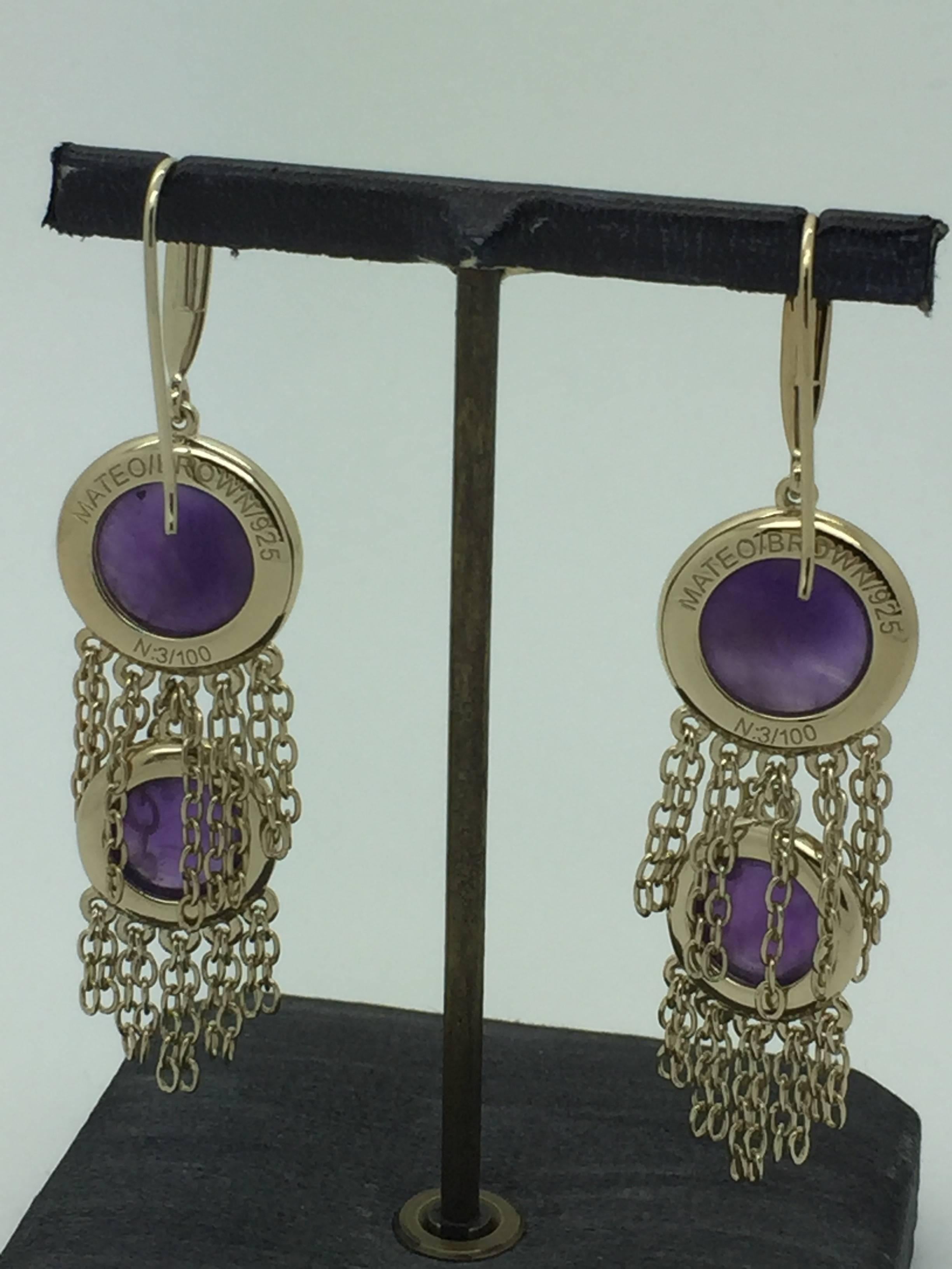 Mateo/Brown new limited edition collection Amethyst Double Muna Earrings  For Sale 3