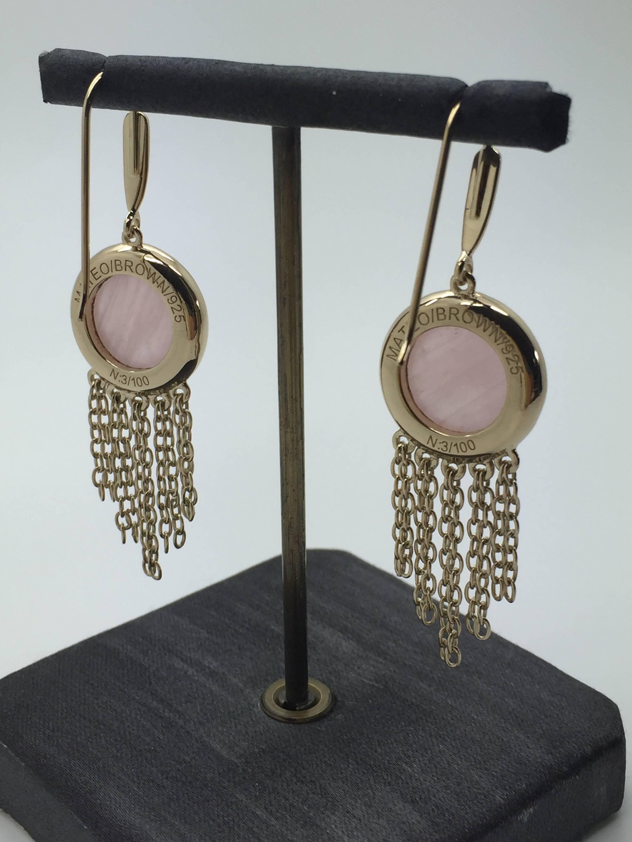 Women's Mateo/Brown Rose Quartz Earrings For Sale