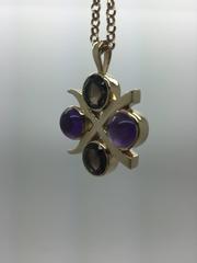 Mateo/Brown Pendant Cabochon Amethysts and Faceted  Smoky Quartz