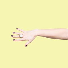 Mateo/Brown Kate Ring  18k Yellow Gold Vermeil and Rainbow Moonstone