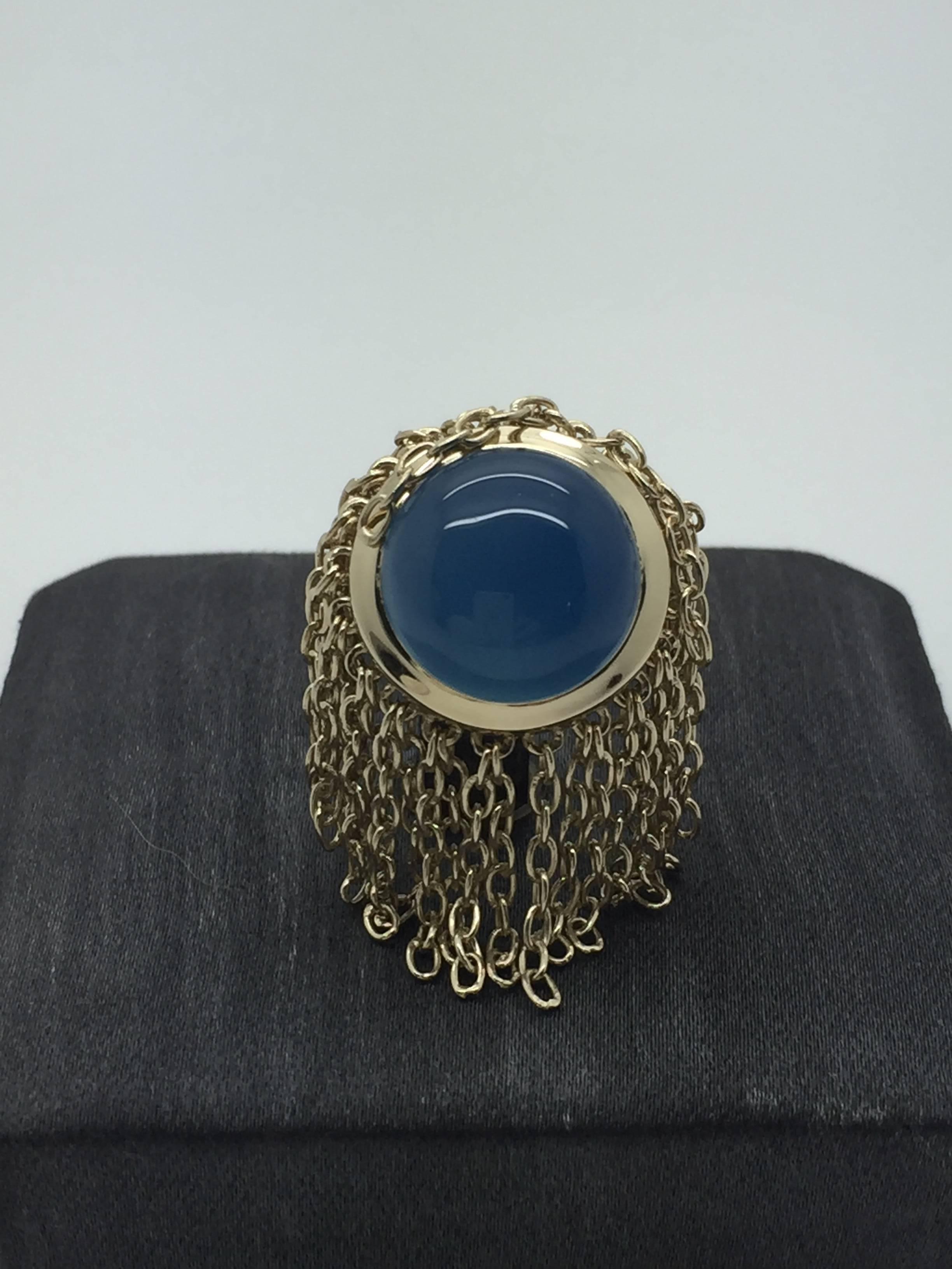 Mateo/Brown Muna Ring Blue Chalcedony In New Condition For Sale In London, London