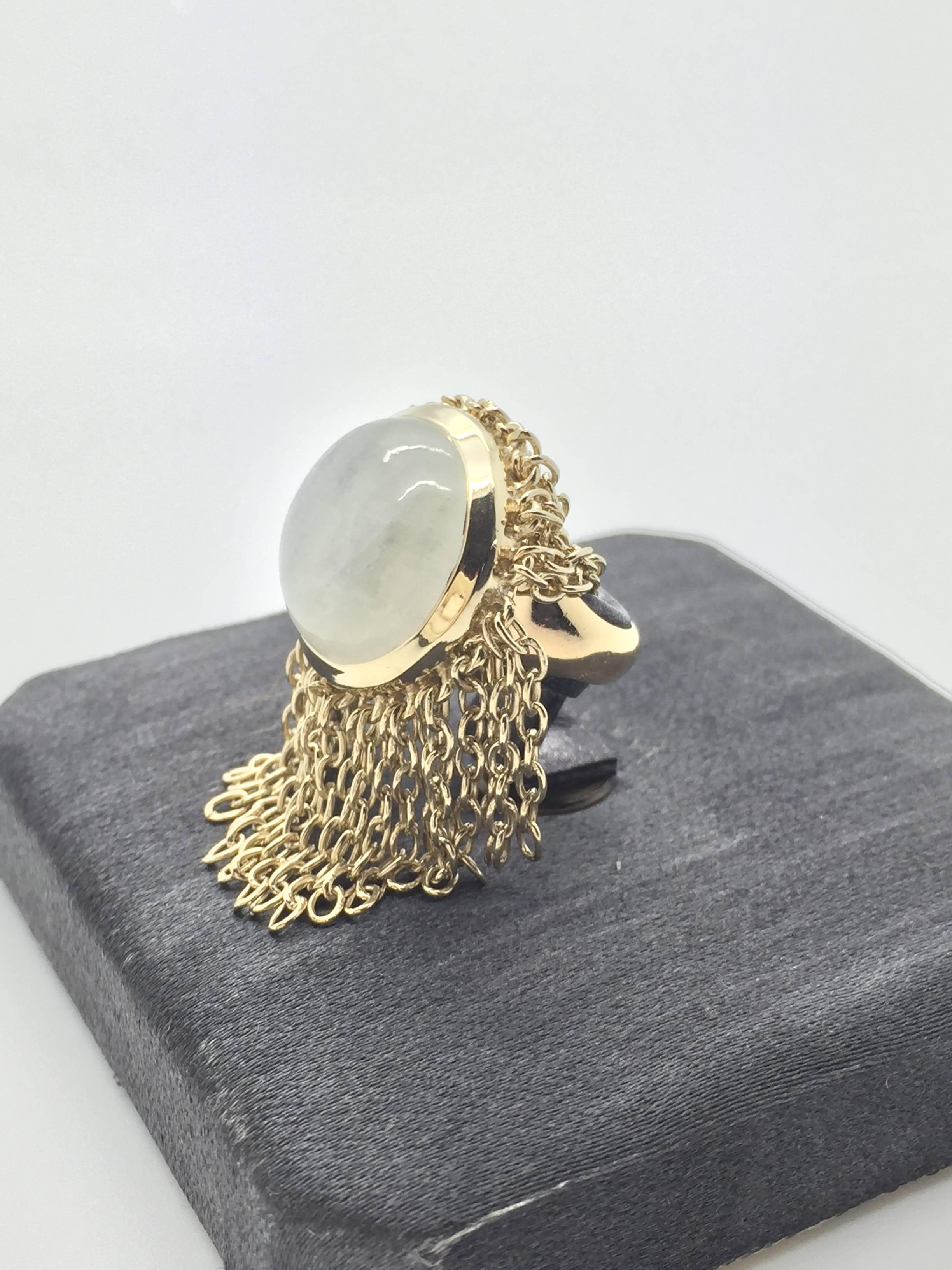 Mateo/Brown Muna Ring Rainbow Moonstone In New Condition For Sale In London, London