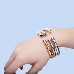 Mateo/Brown Tubo Bracelet Rose Gold and Red Garnet