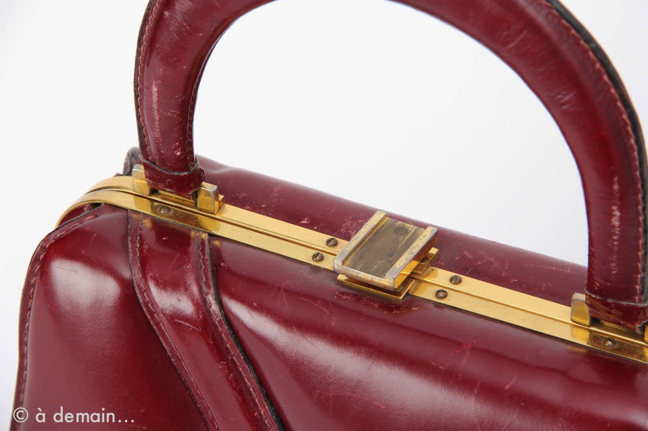 Unique Fernande Desgrange Red Clock bag 50s - Katheley's