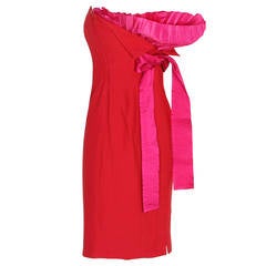Red and Pink Gianfranco Ferré Bustier Dress from 1990s