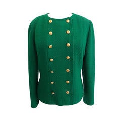 Chanel Boutique Green Jacket with Golden Buttons