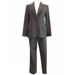 Striped Gray Trouser Suit by Yves Saint Laurent Rive Gauche, size 36