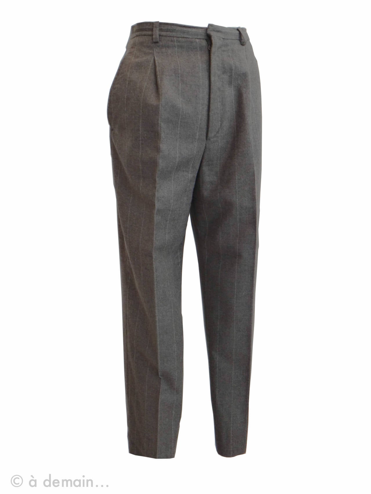 Striped Gray Trouser Suit by Yves Saint Laurent Rive Gauche, size 36 For Sale 1