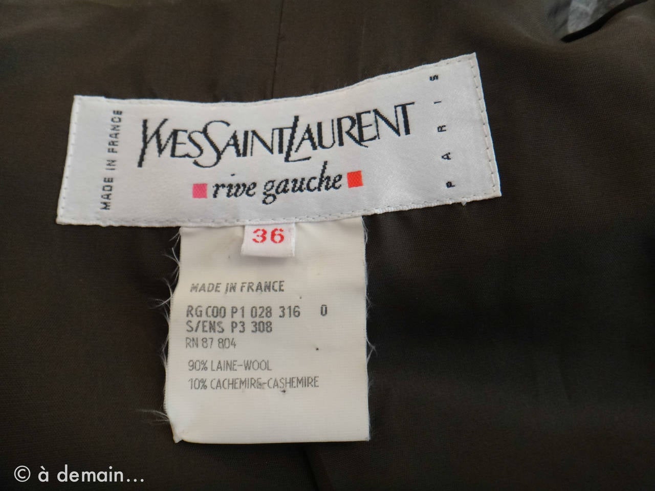 Striped Gray Trouser Suit by Yves Saint Laurent Rive Gauche, size 36 For Sale 5