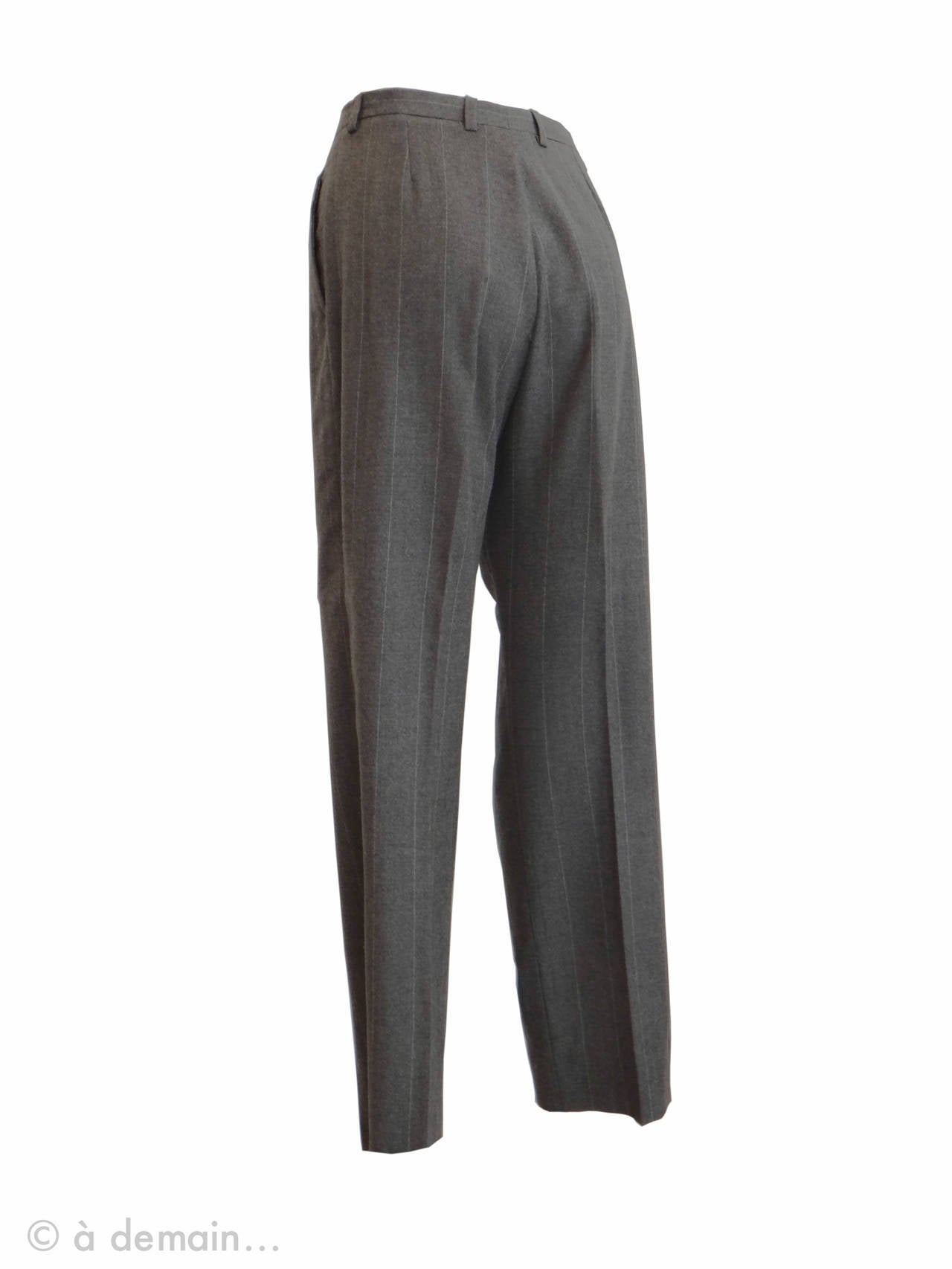 Striped Gray Trouser Suit by Yves Saint Laurent Rive Gauche, size 36 For Sale 2