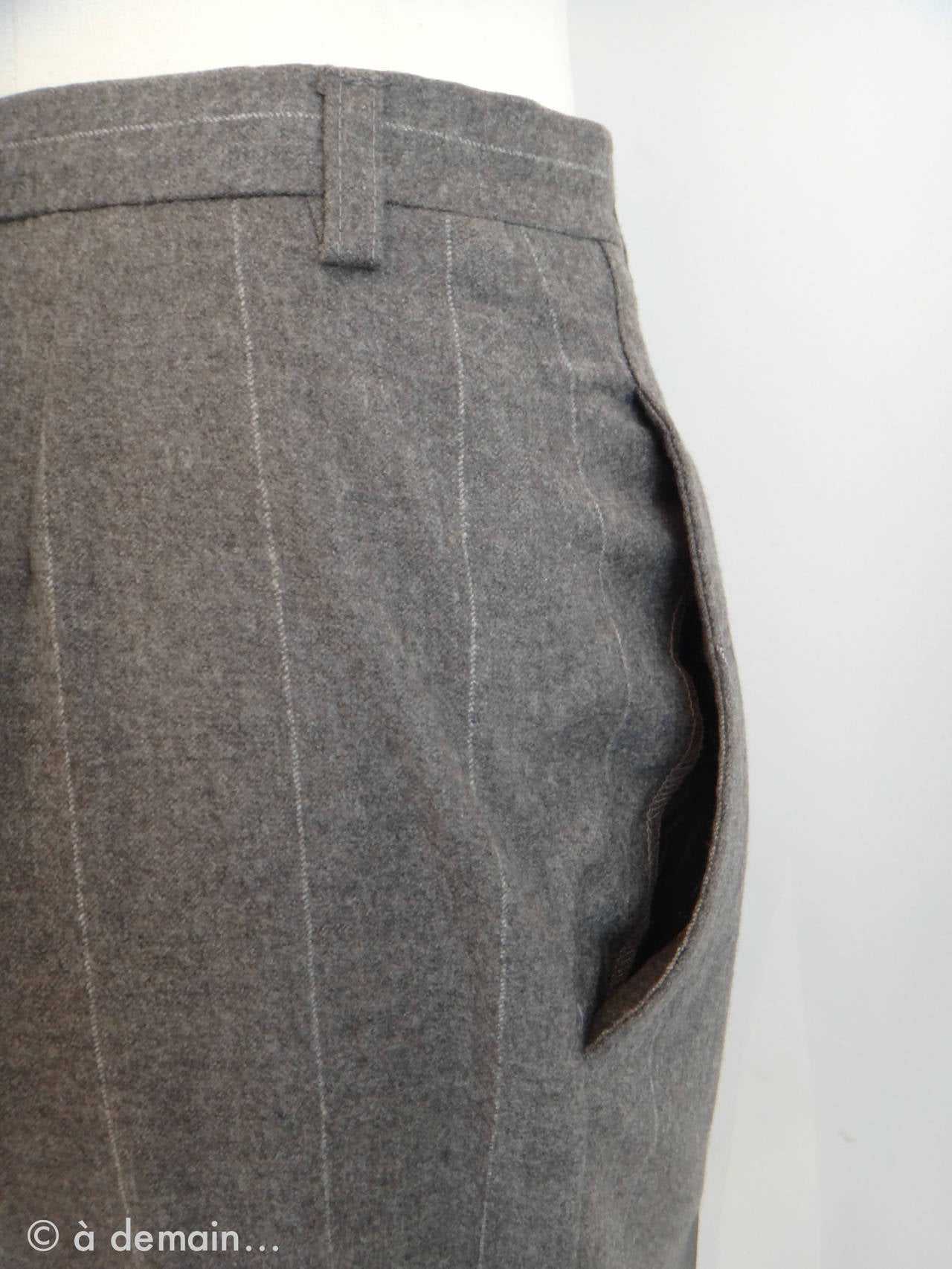 Striped Gray Trouser Suit by Yves Saint Laurent Rive Gauche, size 36 For Sale 3