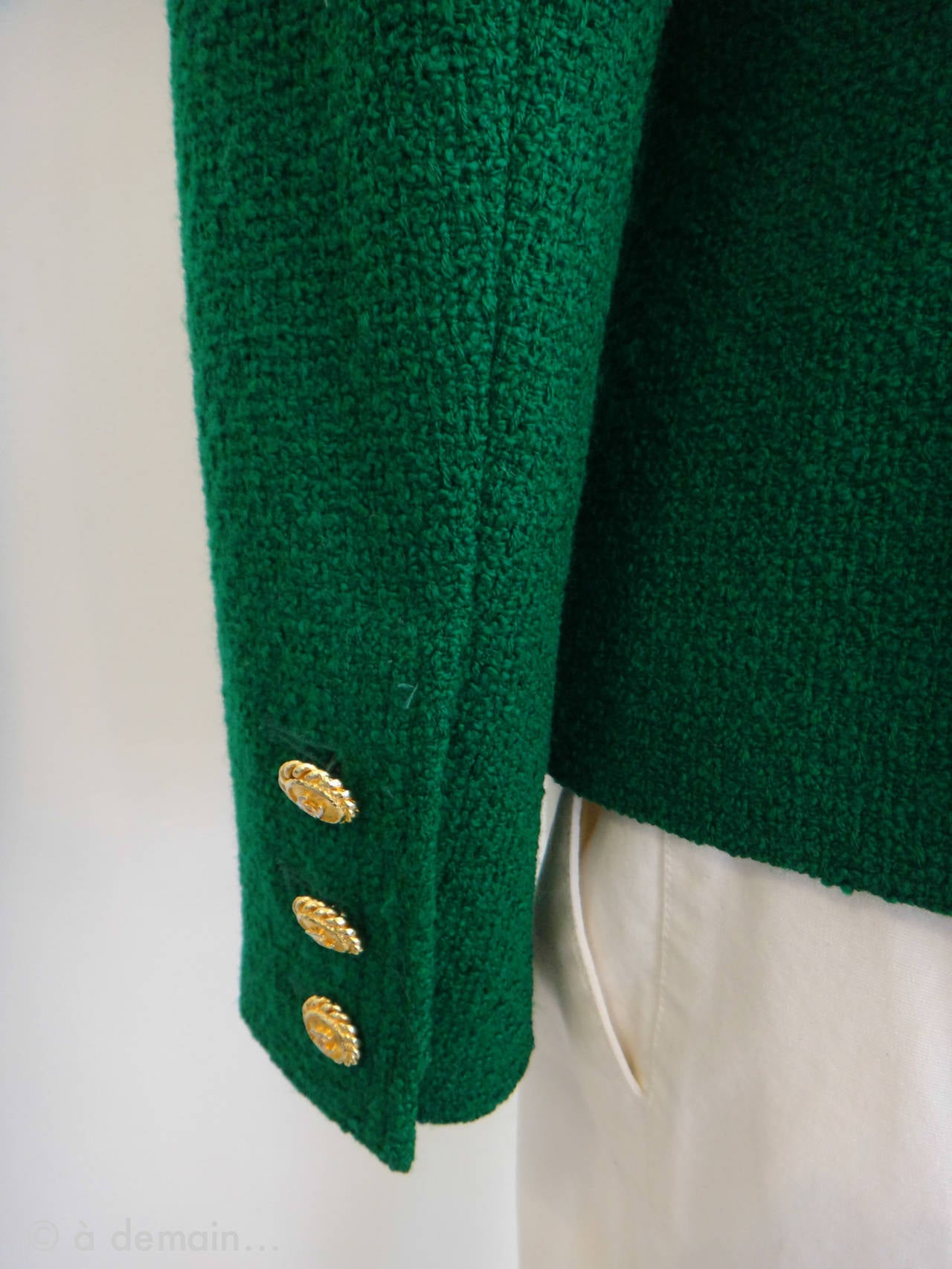 Chanel Boutique Green Jacket with Golden Buttons 3