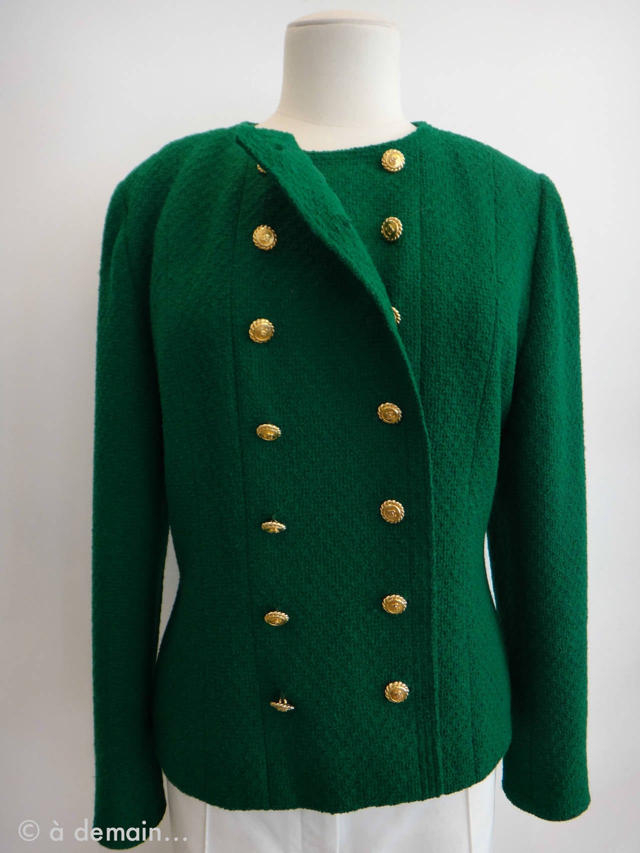 Chanel Boutique Green Jacket with Golden Buttons 1