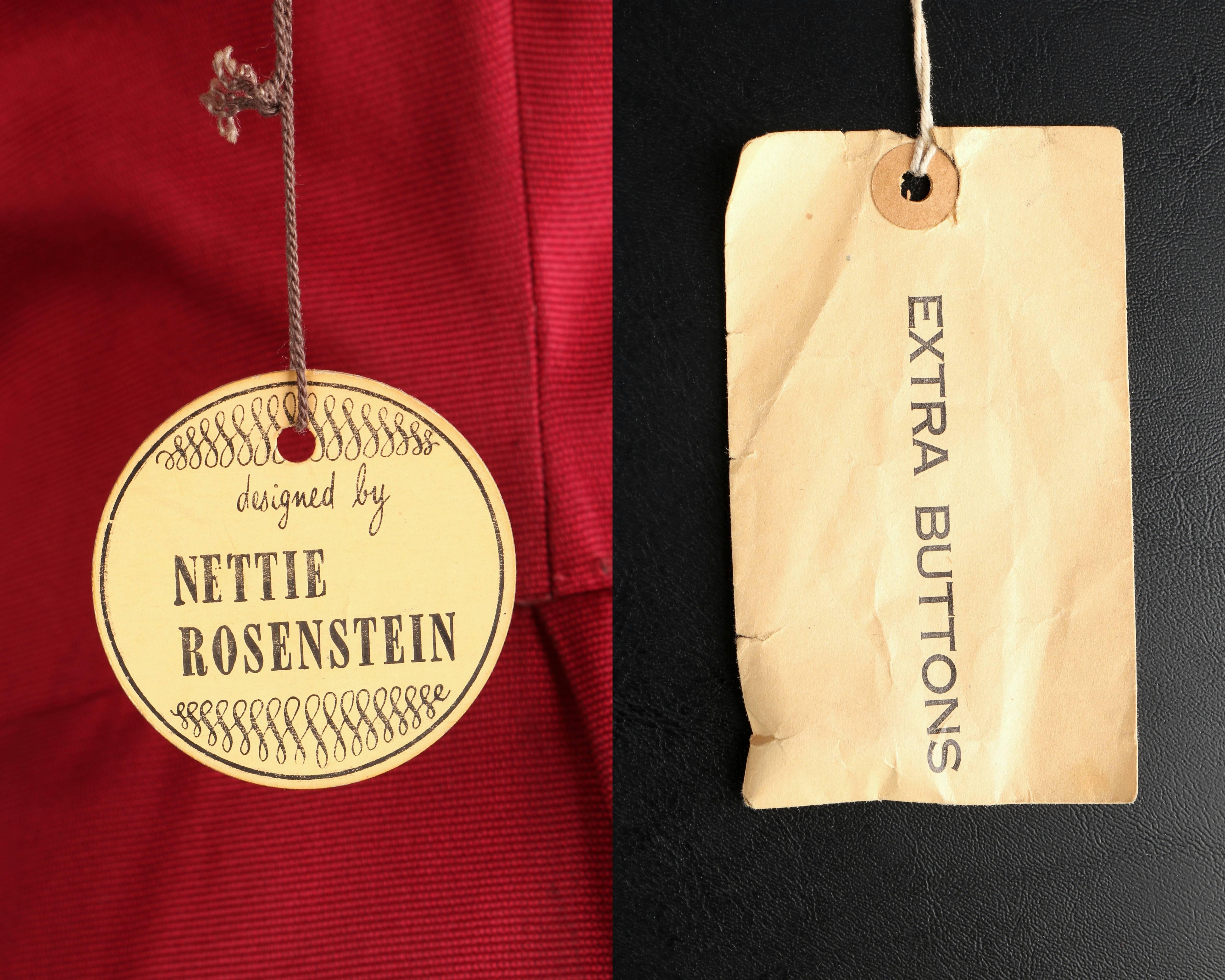 Women's Vtg c.1949 NETTIE ROSENSTEIN Burgundy Red Evening Dress NOS Museum Piece Size S