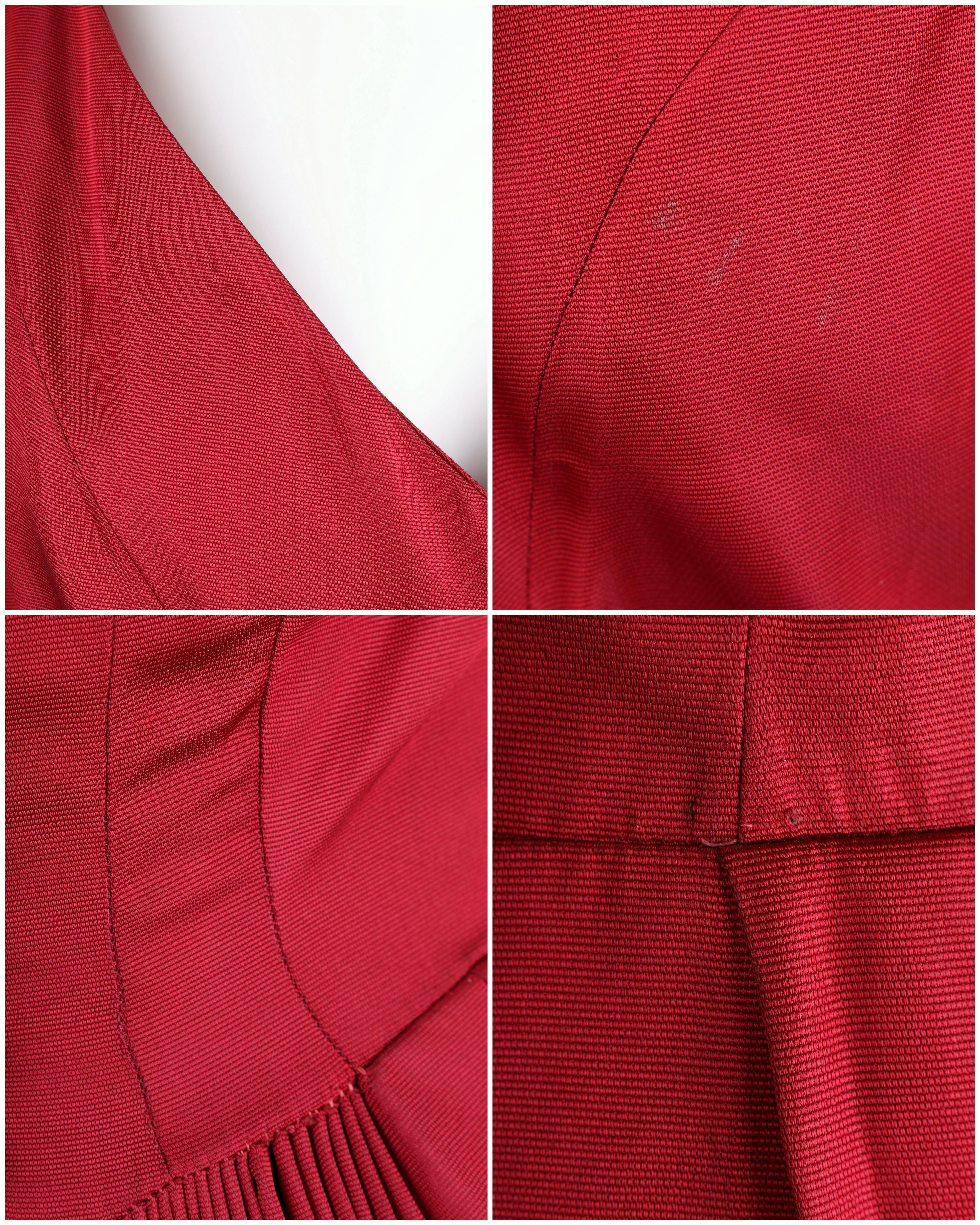 Vtg c.1949 NETTIE ROSENSTEIN Burgundy Red Evening Dress NOS Museum Piece Size S 6