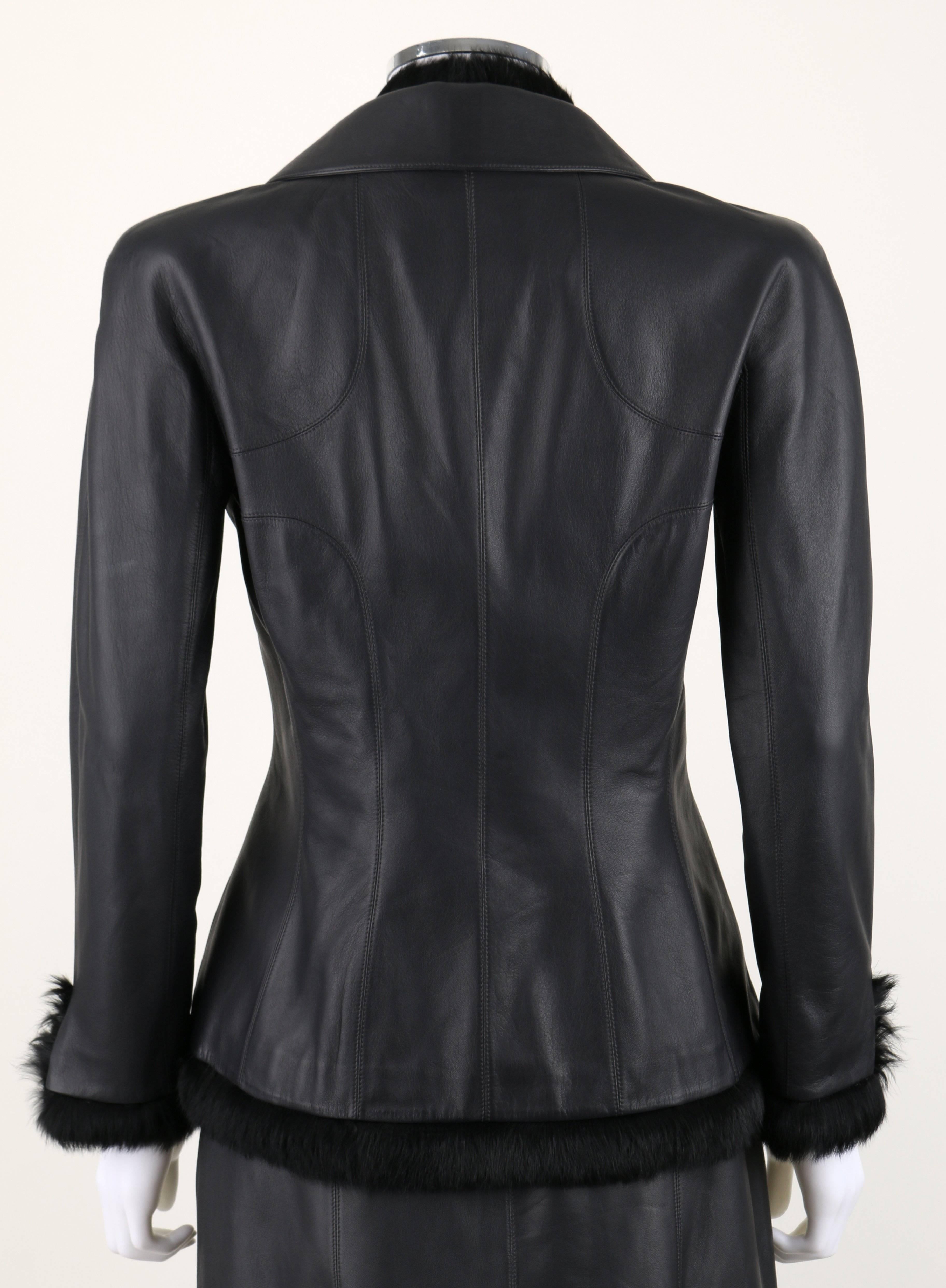 leather skirt and blazer set