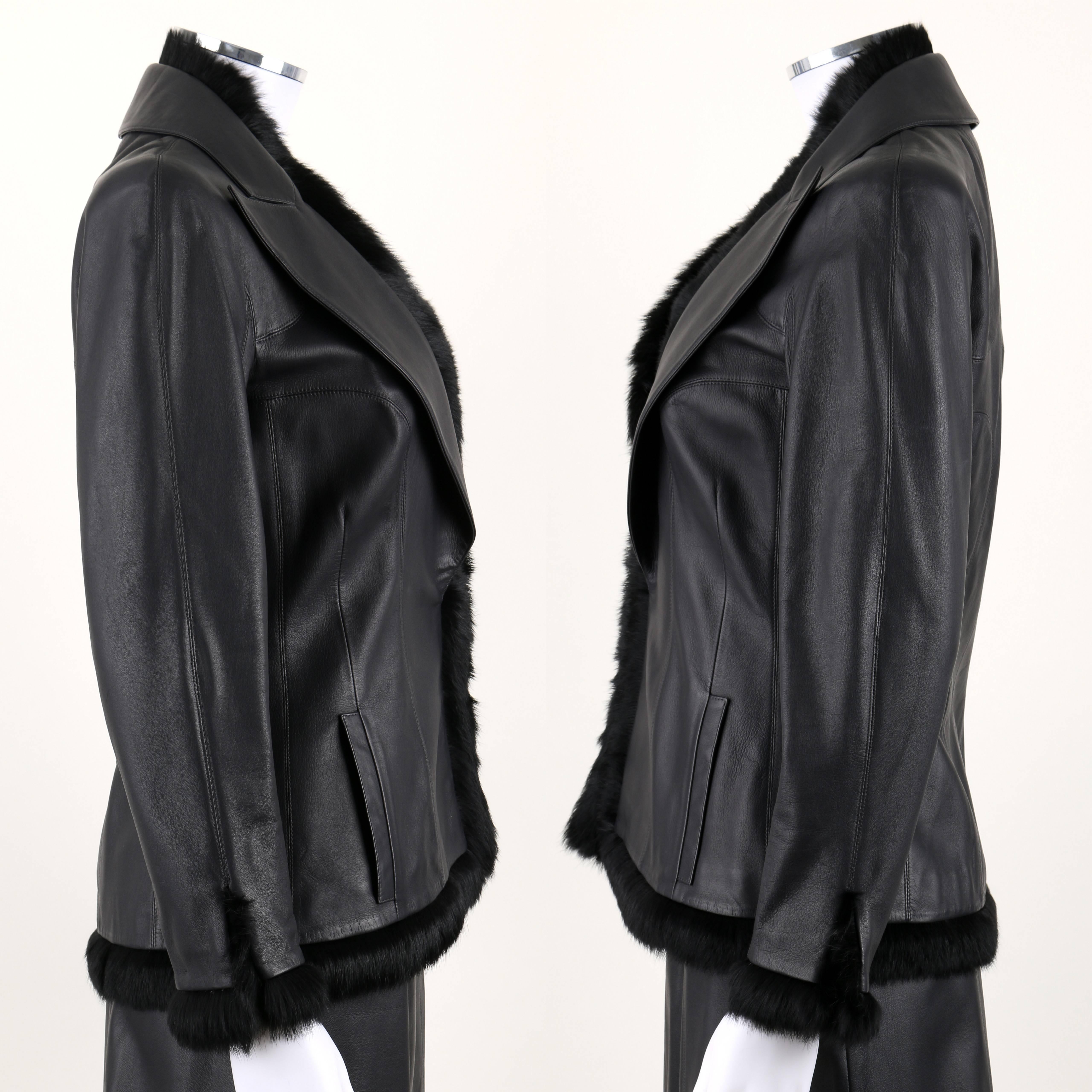black leather 2 piece skirt set