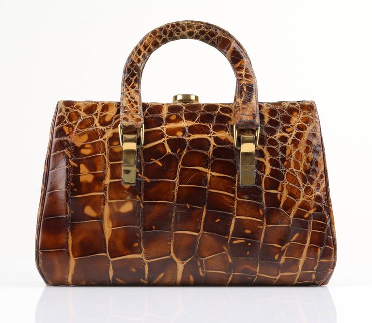 Ombre Crocodile Pattern Handbag, Women's Shoulder Bag, Vintage Top Handle  Bag