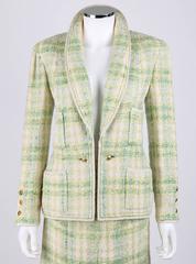CHANEL Boutique S/S 1984 2 Pc Classic Tweed Blazer Jacket Skirt Suit Set 40 / 46